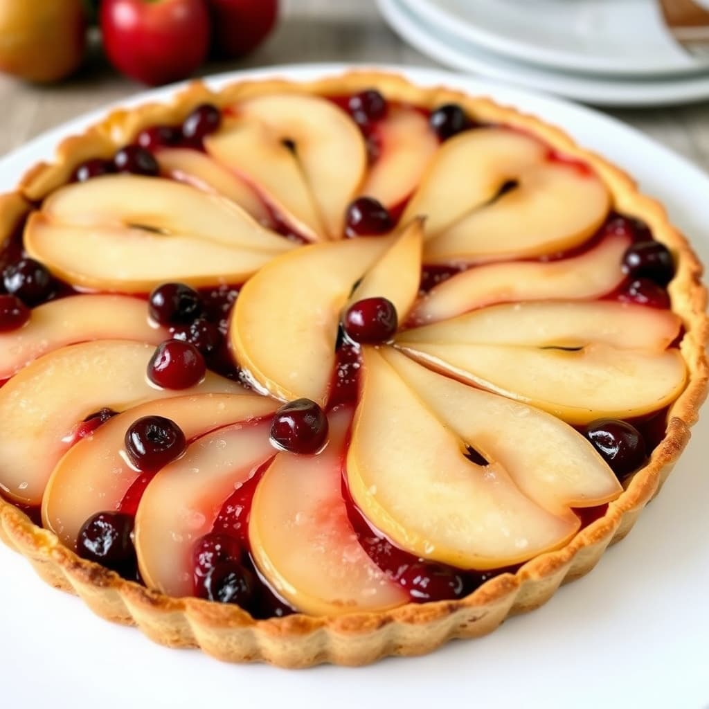 Omvendt pæretærte med tranebær