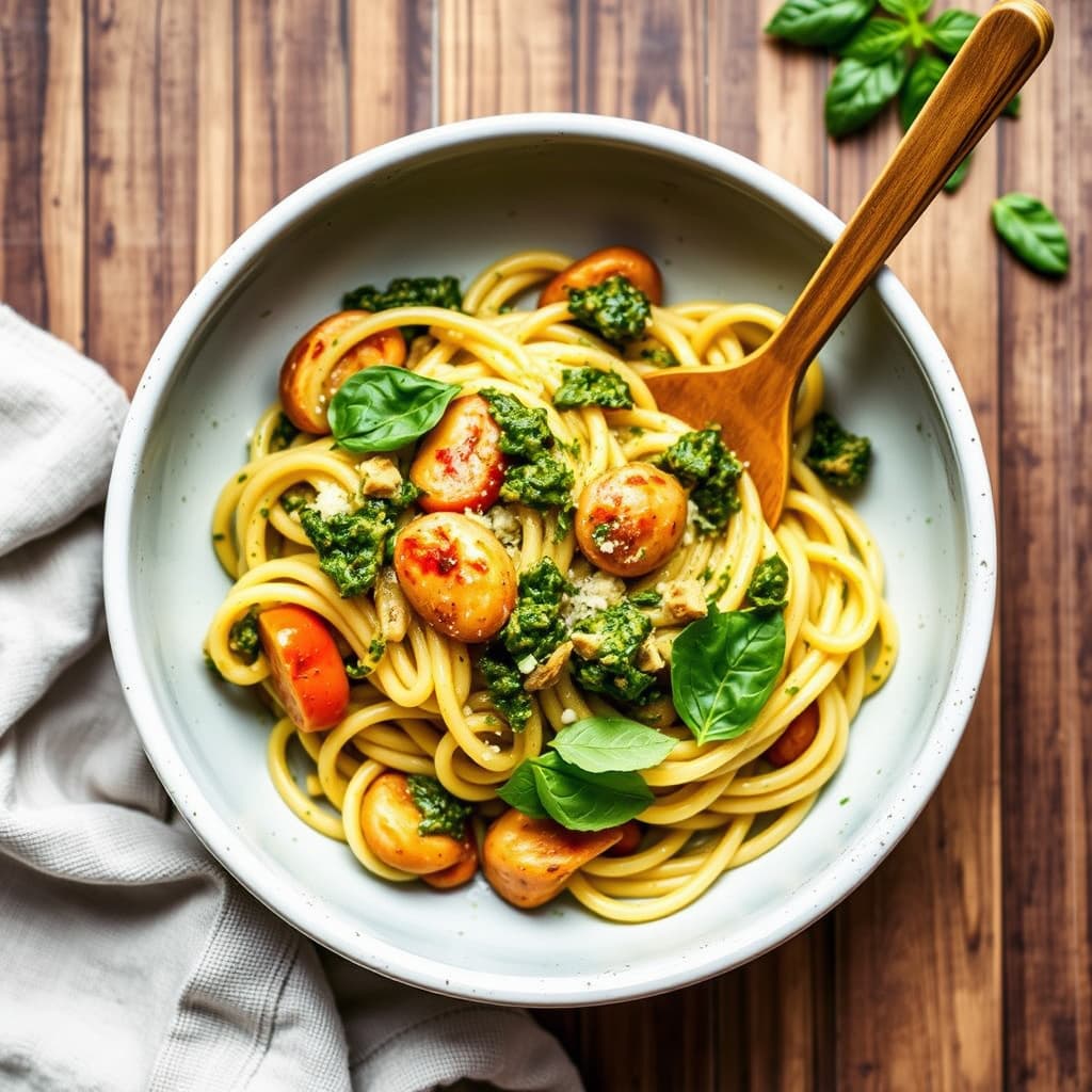 One-Pot Linguine med pesto