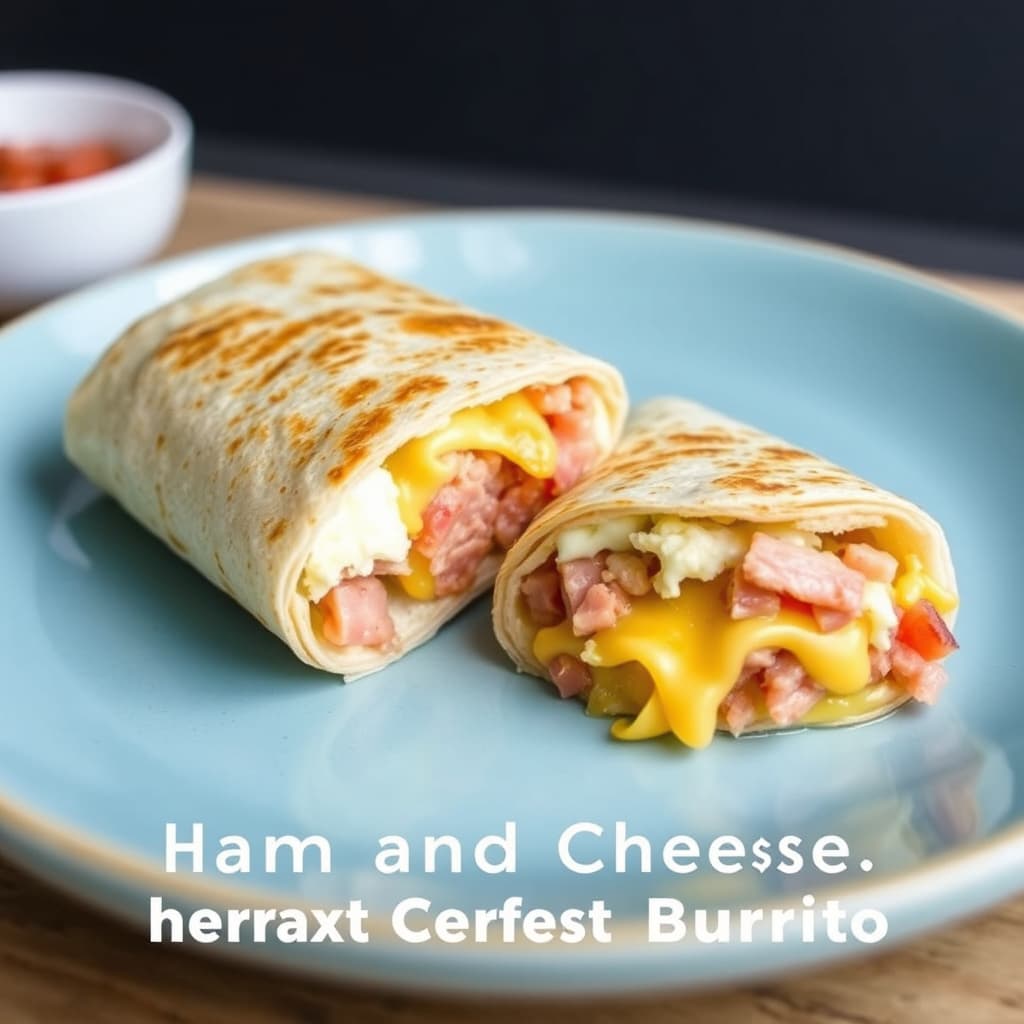 Online runde 2 oppskrift – Ham og ost frokostburrito