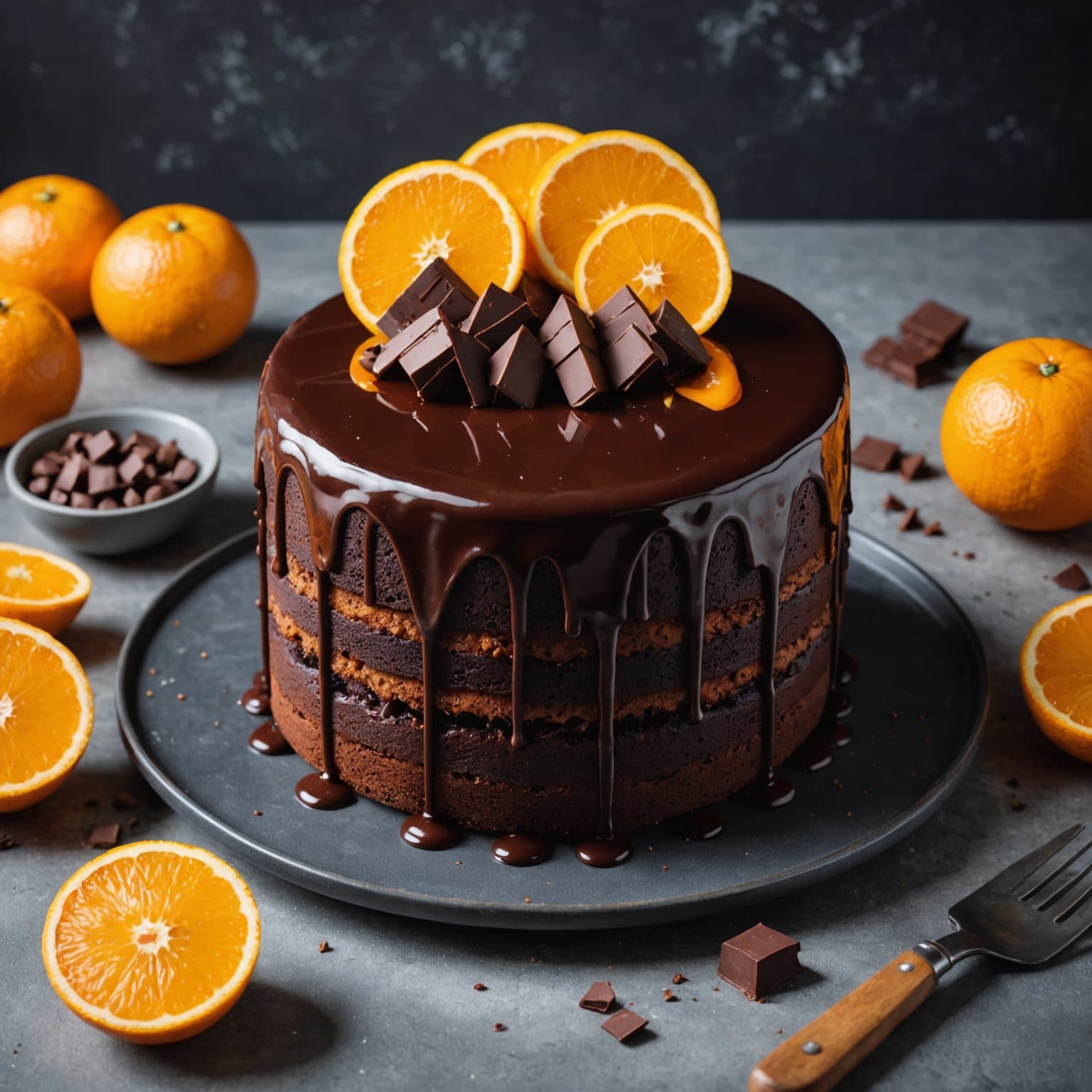 Oransje festkake med sjokoladetrekk