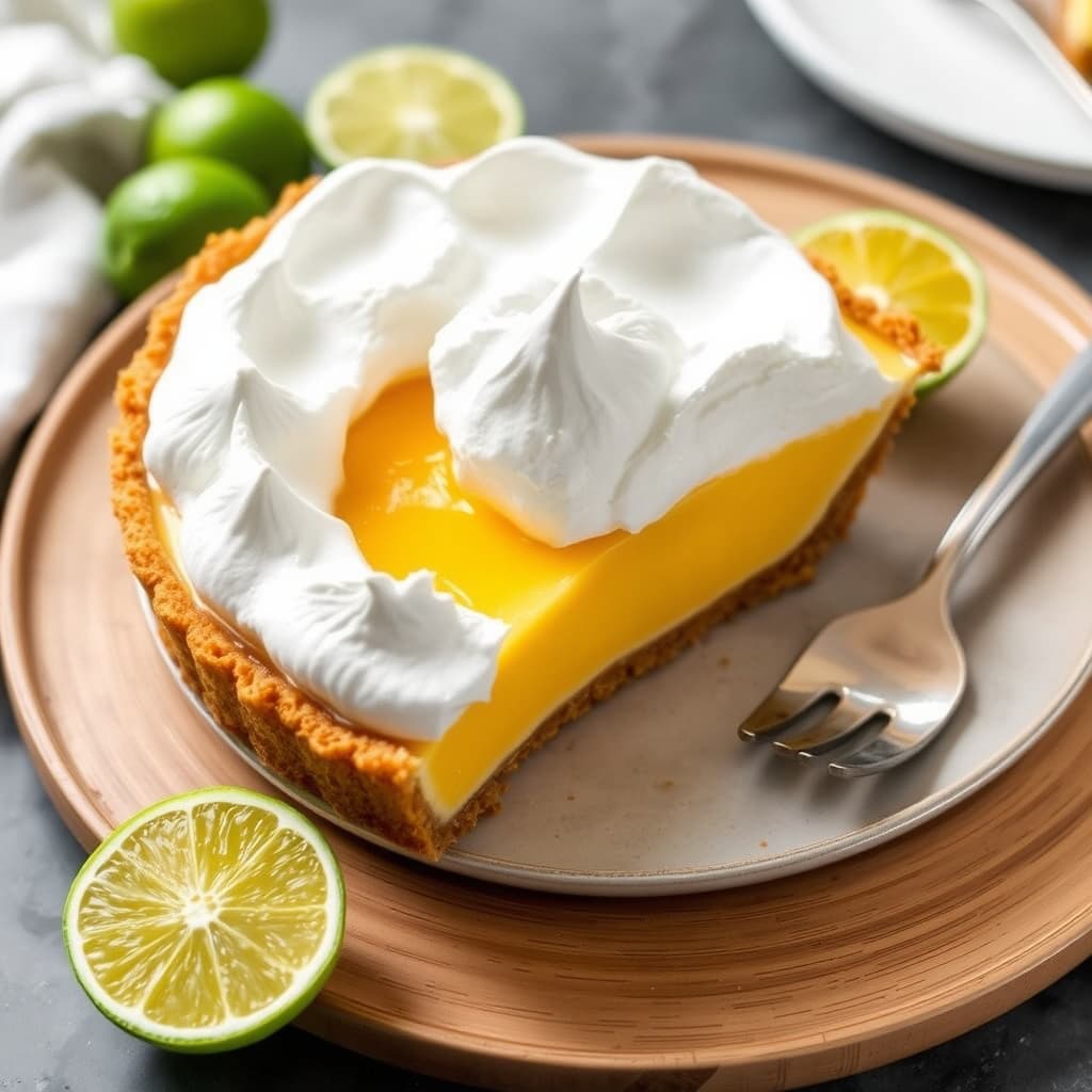 Oransje limepai med marengsdekor