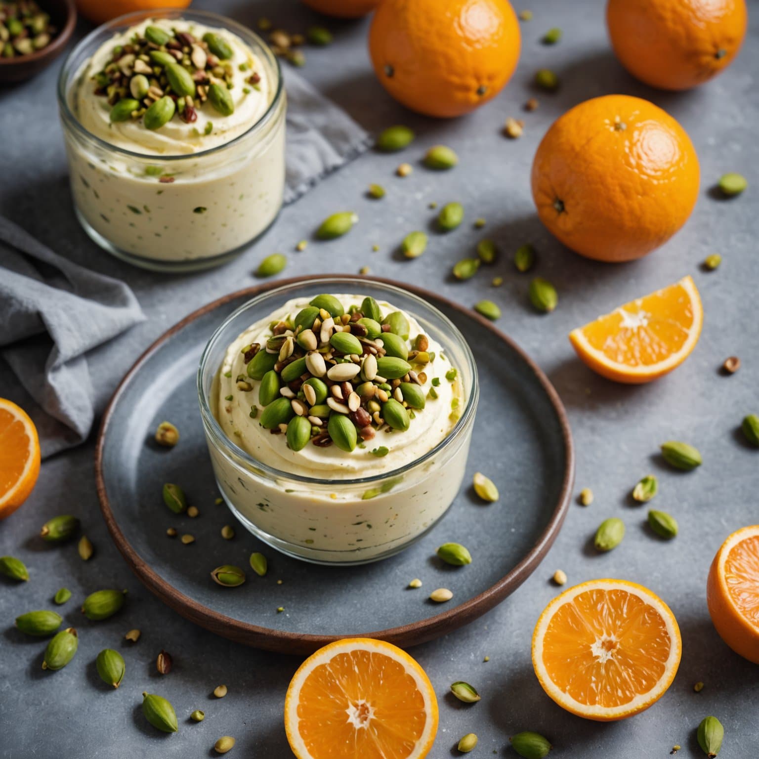 Oransje mascarpone + pistasjnøtter