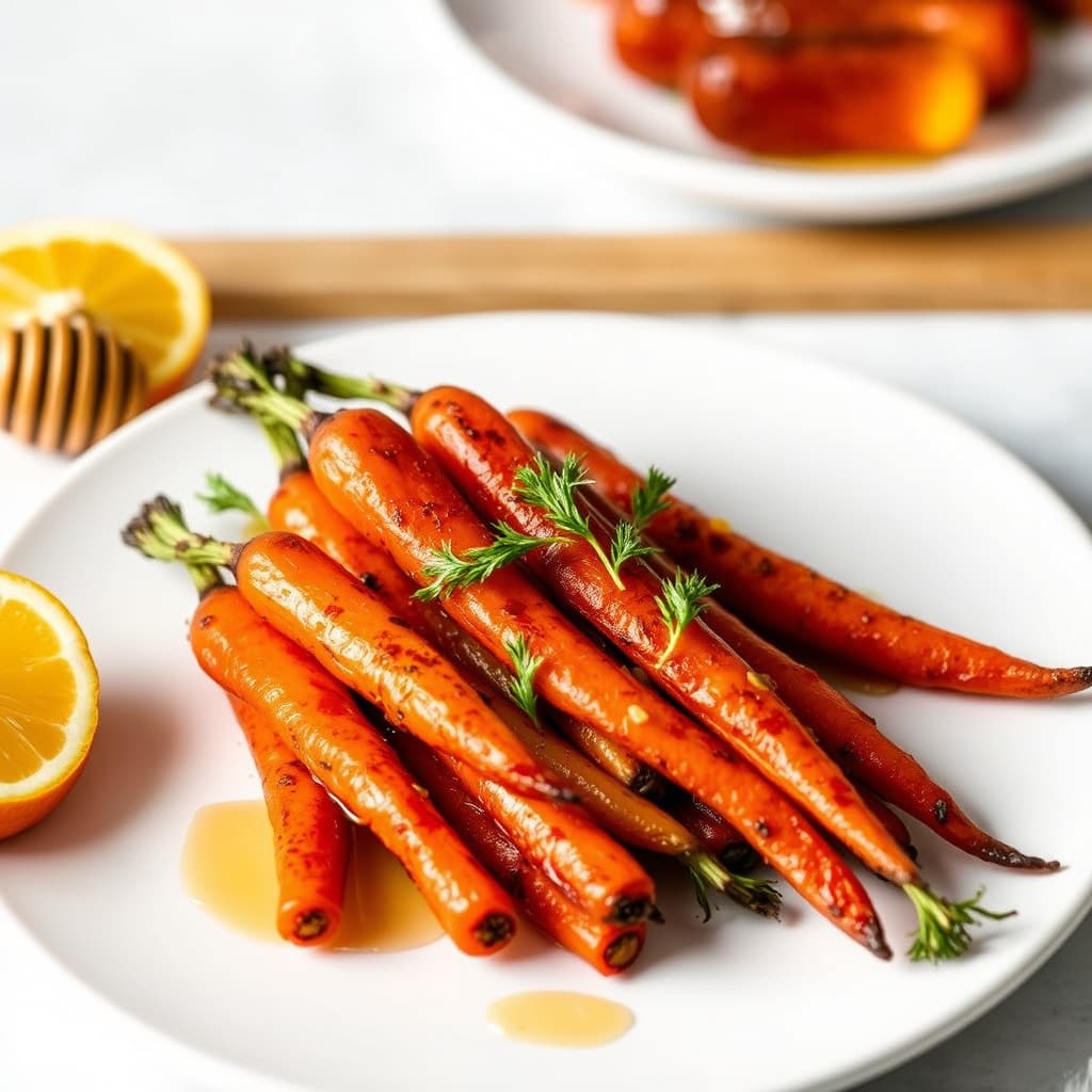 Oransje-røstede baby gulrøtter med honning