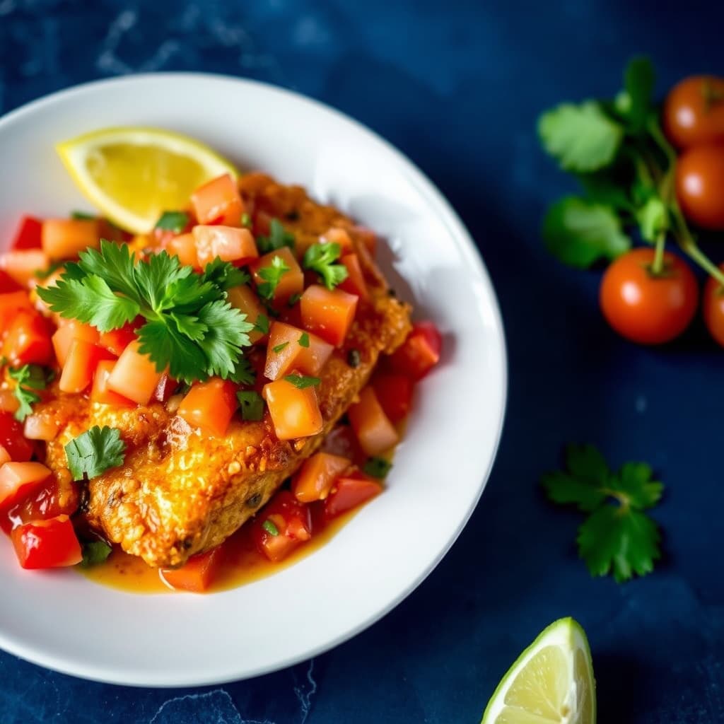 Oransje Roughy med tomat- og koriandersalsa