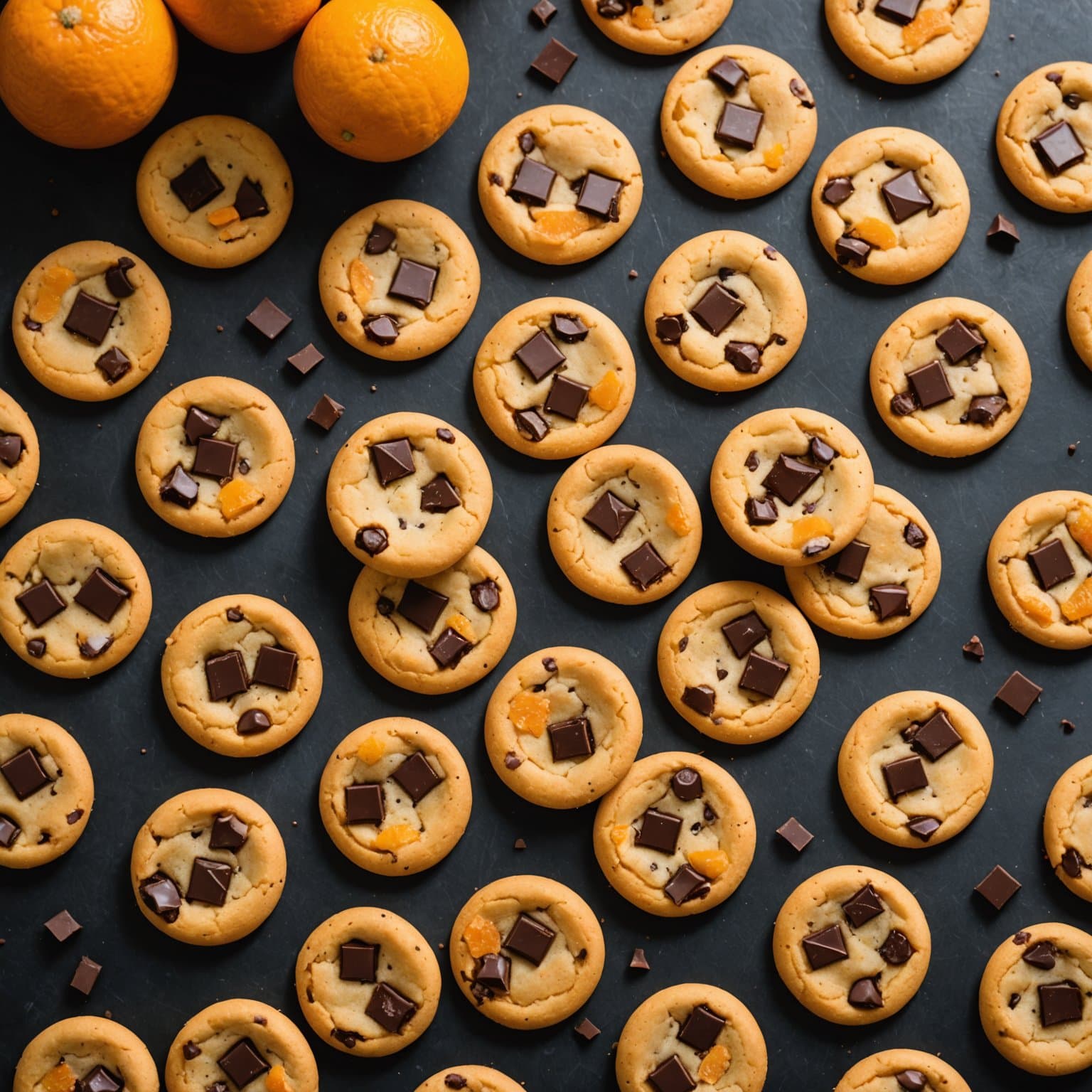 Oransje sjokoladebiter med sjokoladestykker