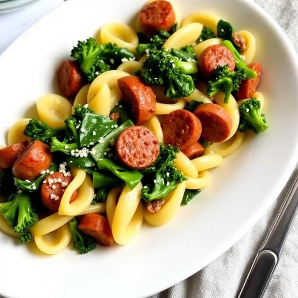 Orkiettepasta med brokkoli rabe og pølse