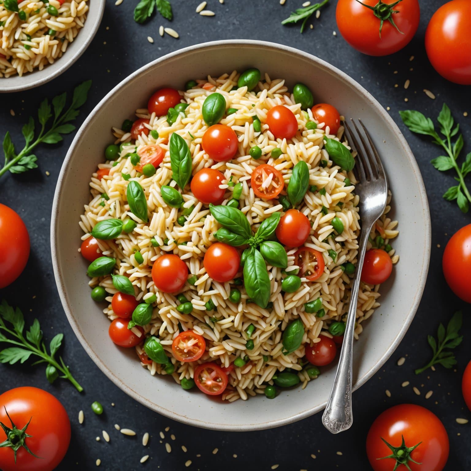 Orzo- og tomatsalat med fetaost