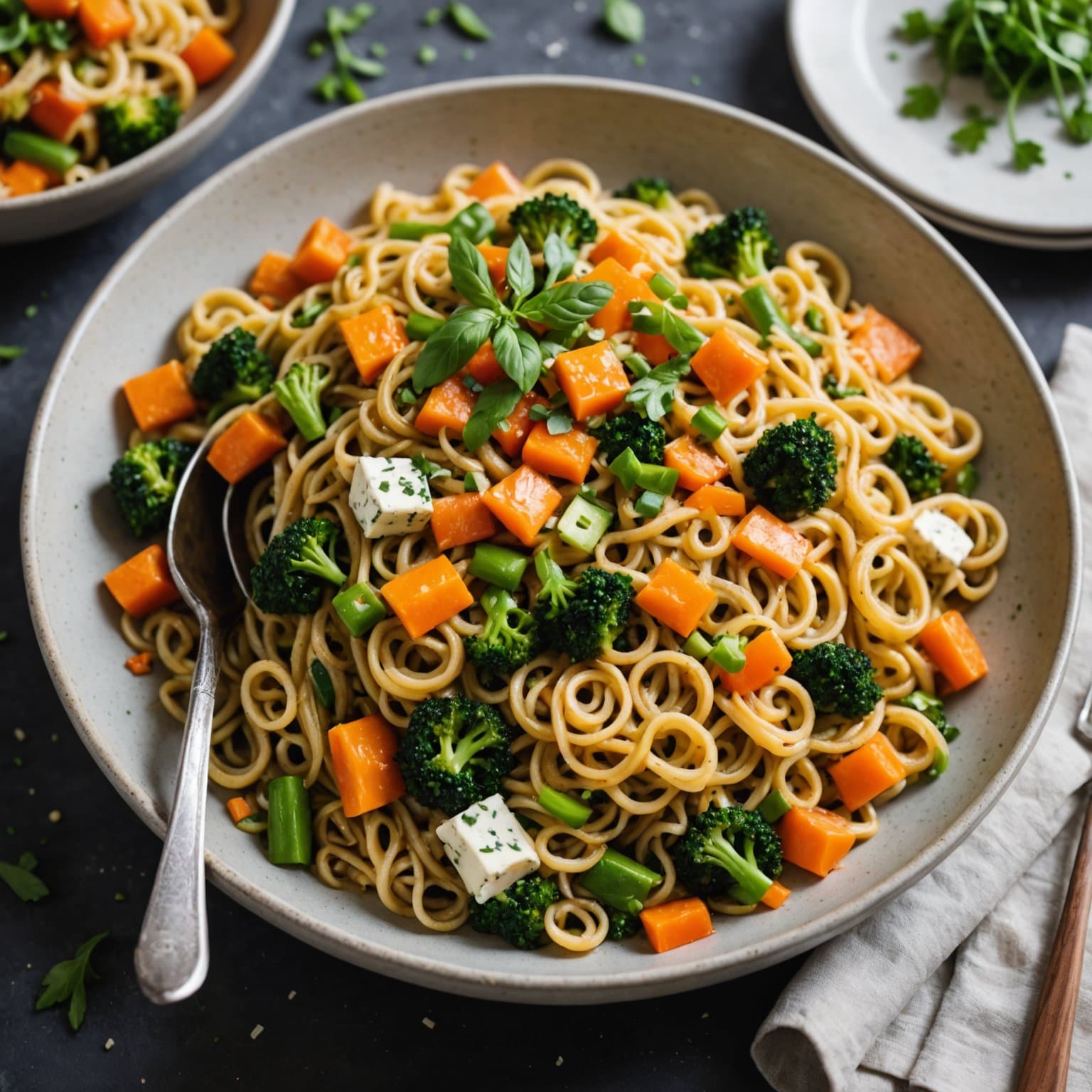 Ost- og grønnsaksnudelmiks