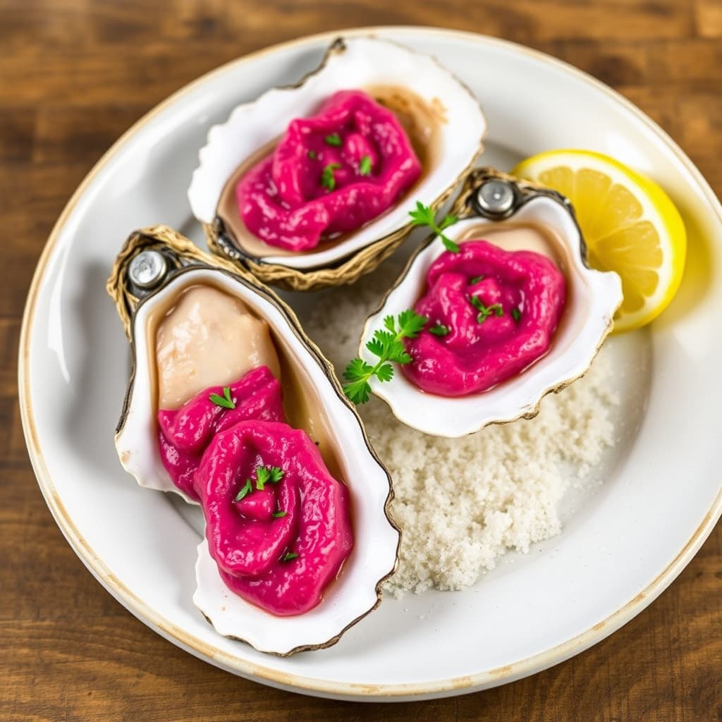 Østers med magentabutter