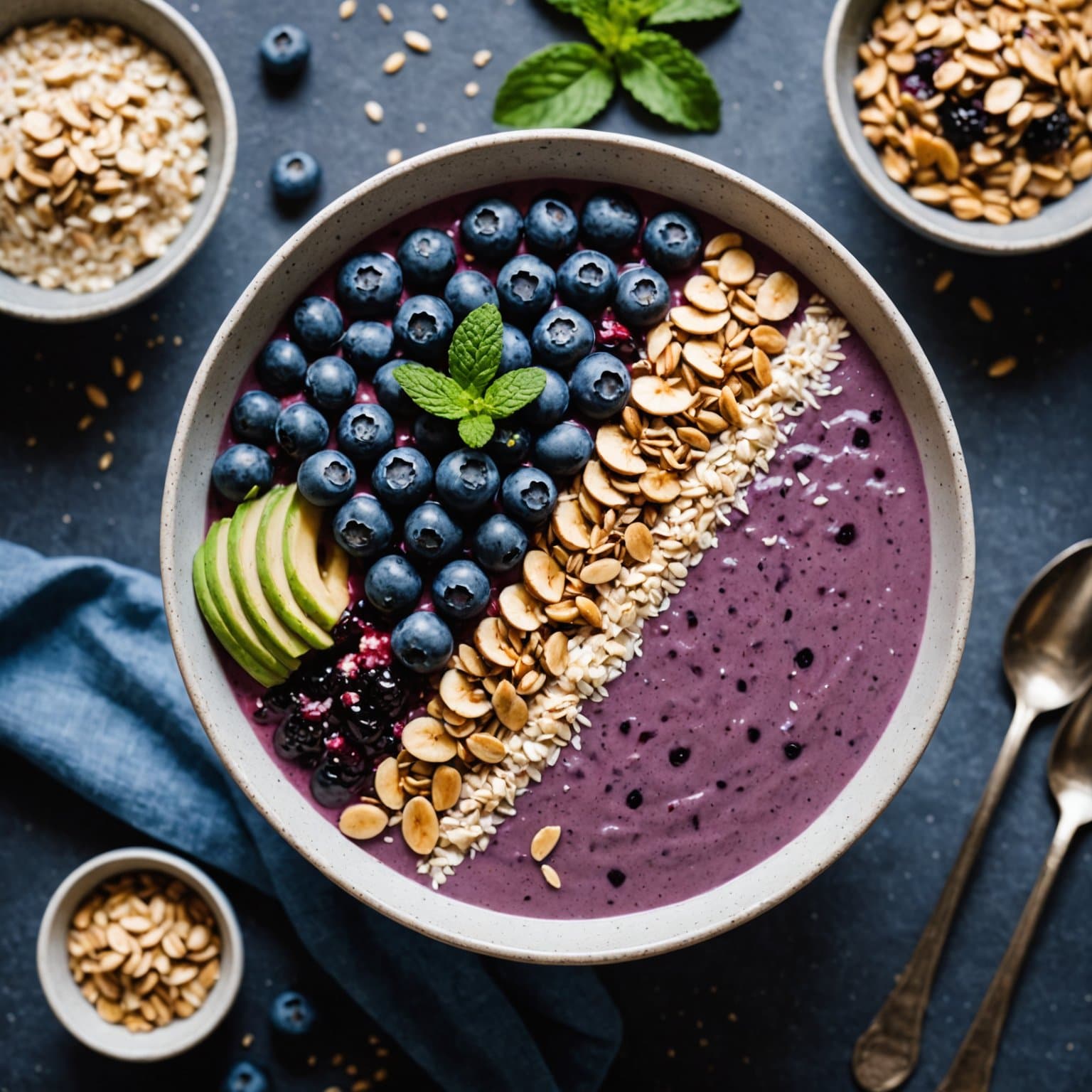 Overnight havregrøt med blåbærsmoothiebolle