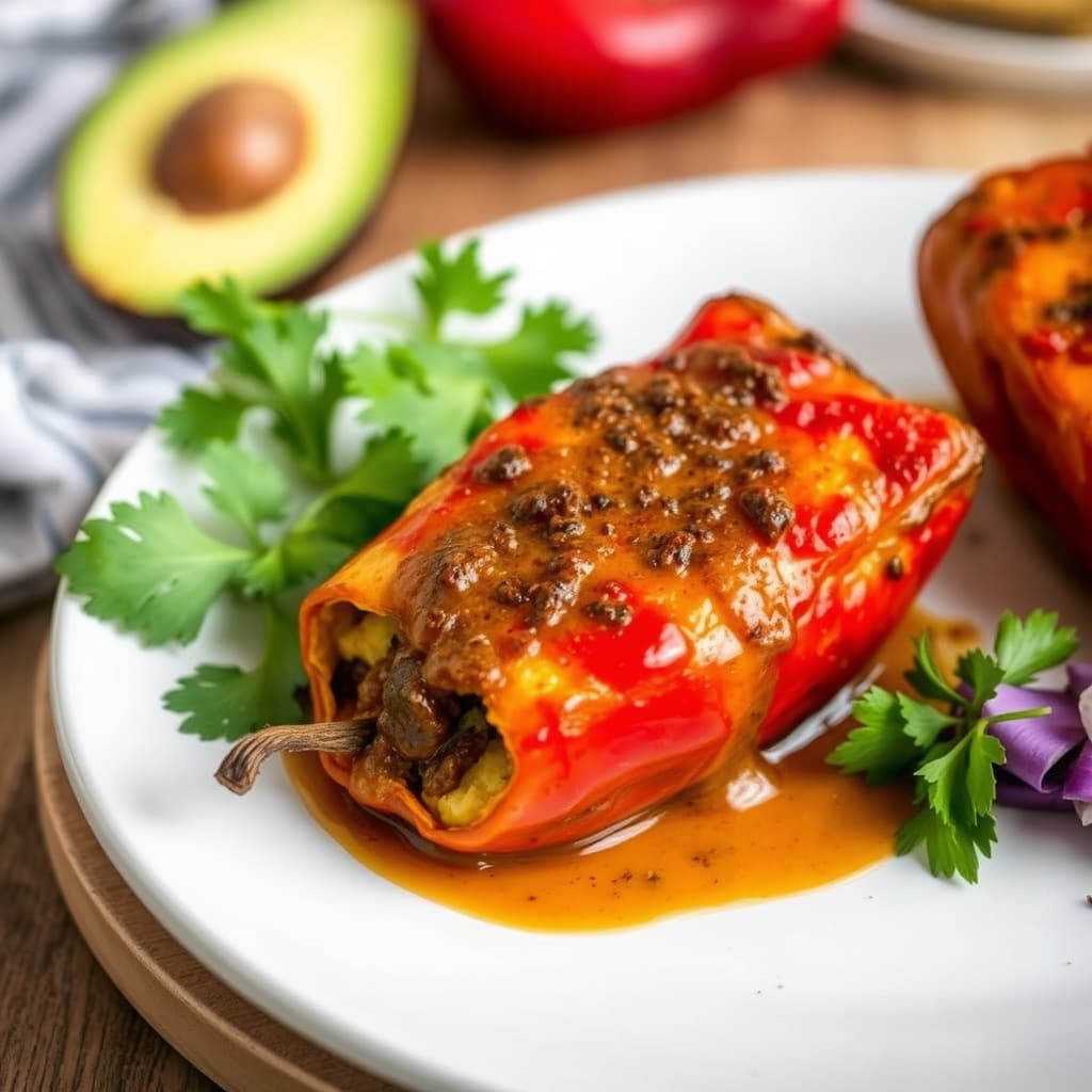 Ovnsbakt Chile Relleno med chipotle-asadosaus