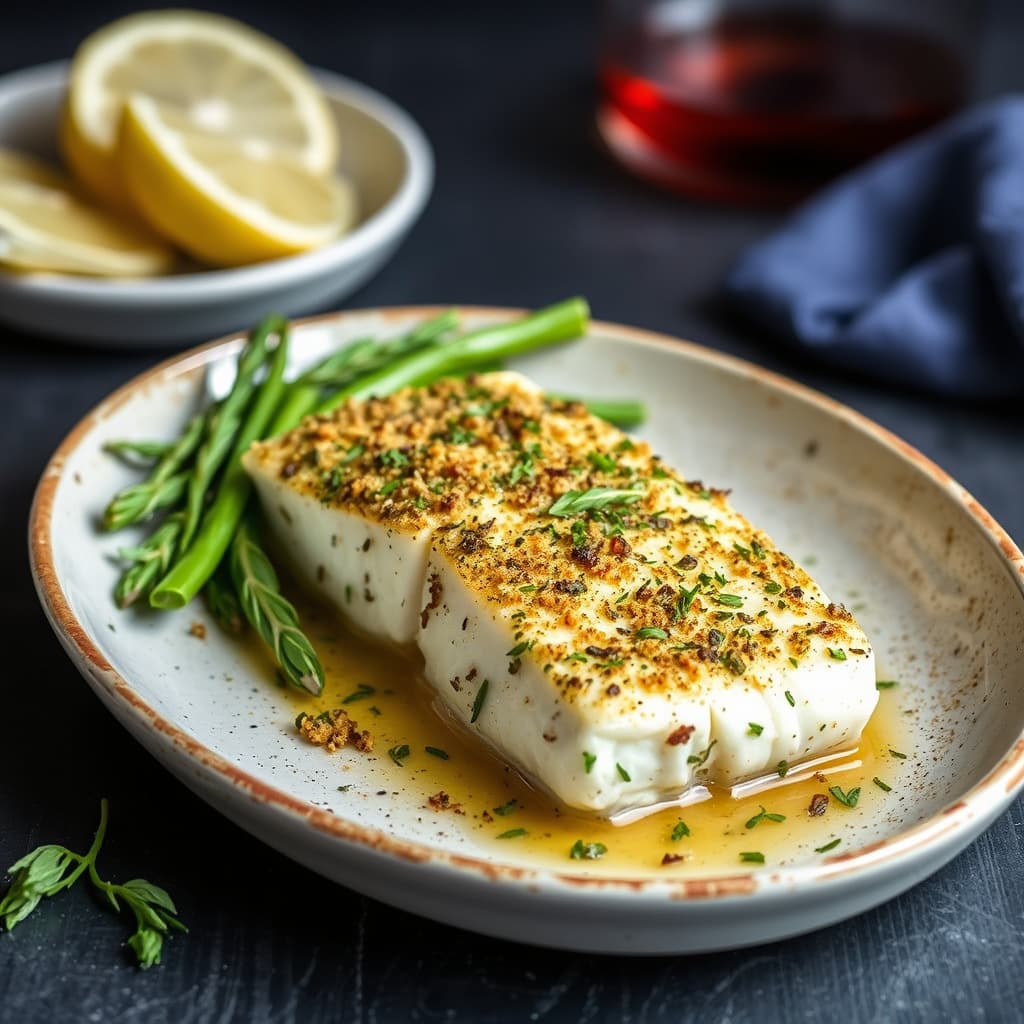 Ovnsbakt torsk med urtekraftig skorpe