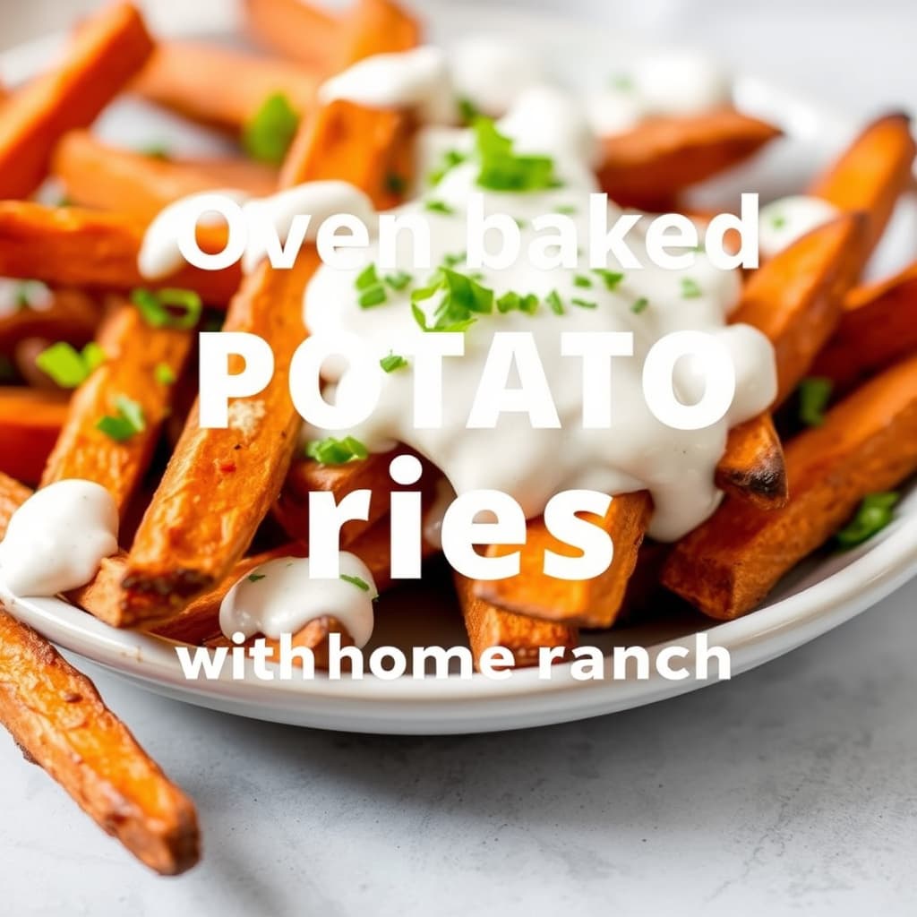 Ovnsbakte søtpotetfries med hjemmelaget ranchdressing