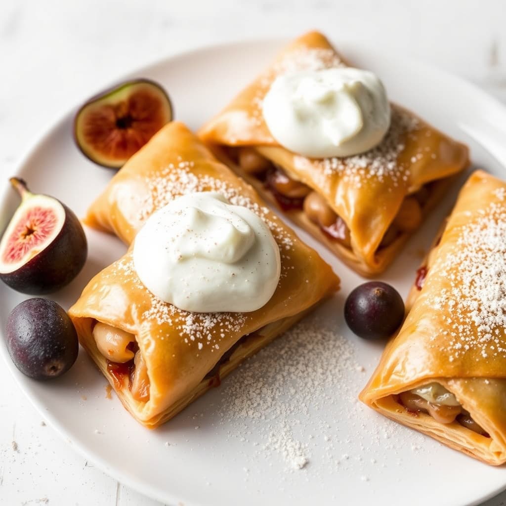 Pære- og fikenstrudel med ingefærkrem