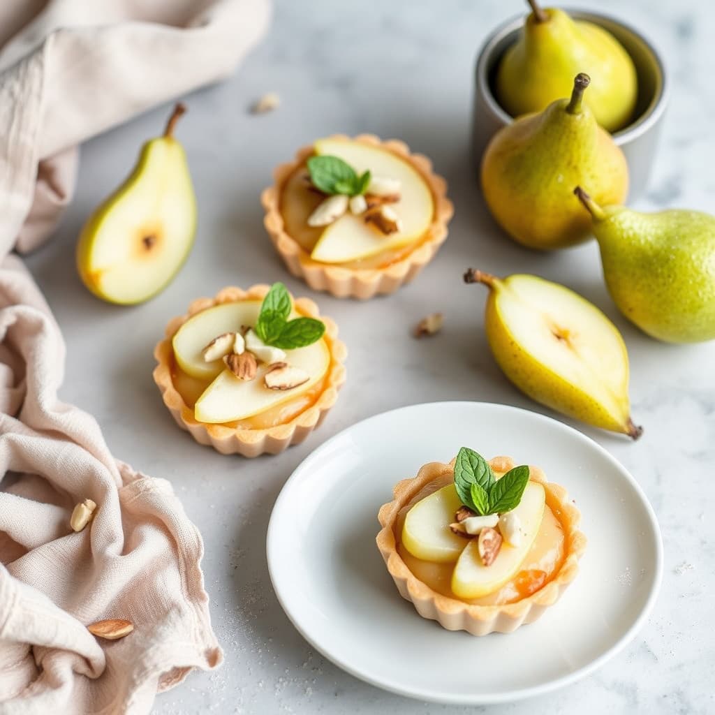 Pære- og mandeltartletter