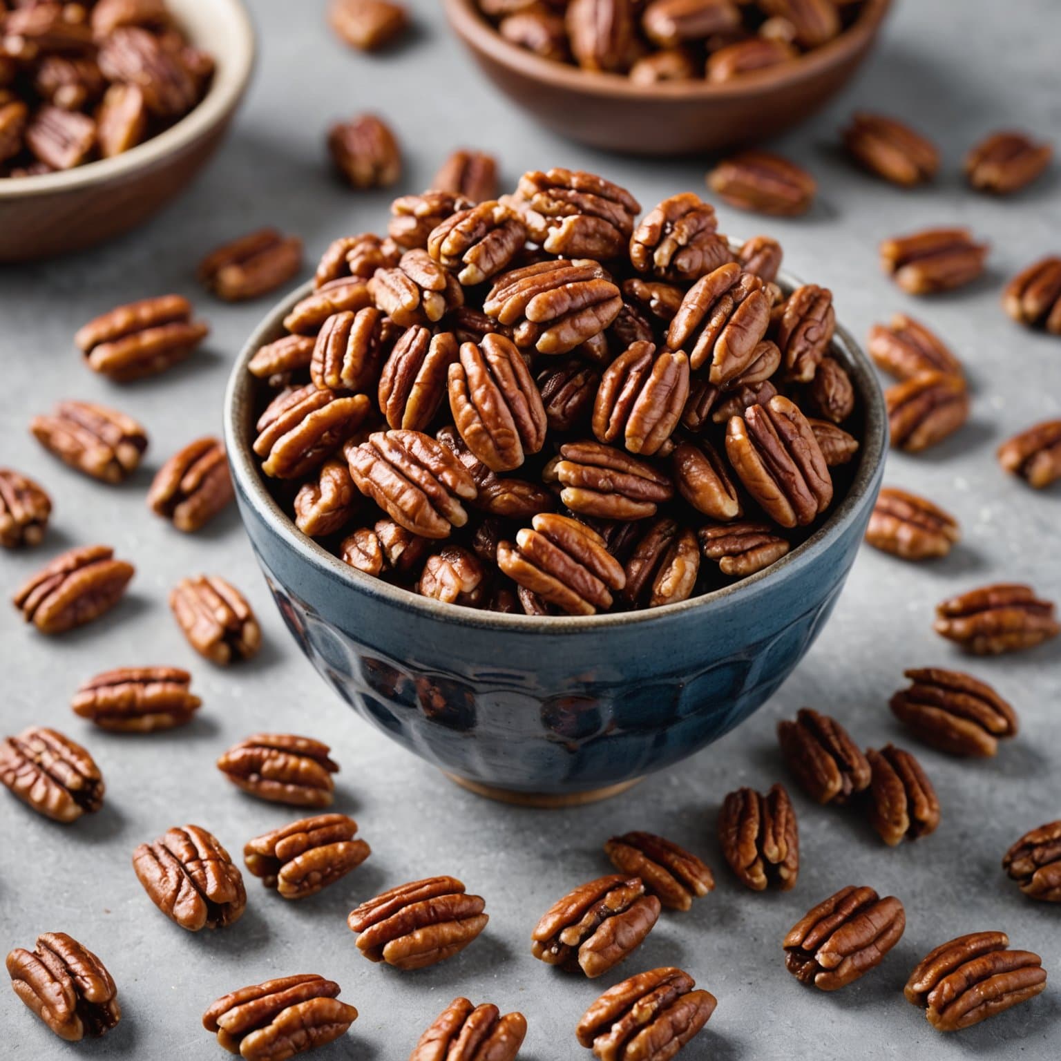 Paleo kandiserte, varme, ristede pekannøttbiter