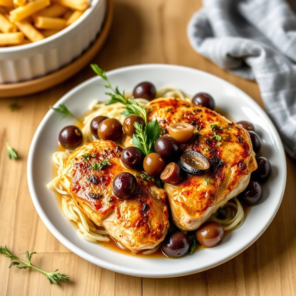 Panerte kyllingbryst med oliven