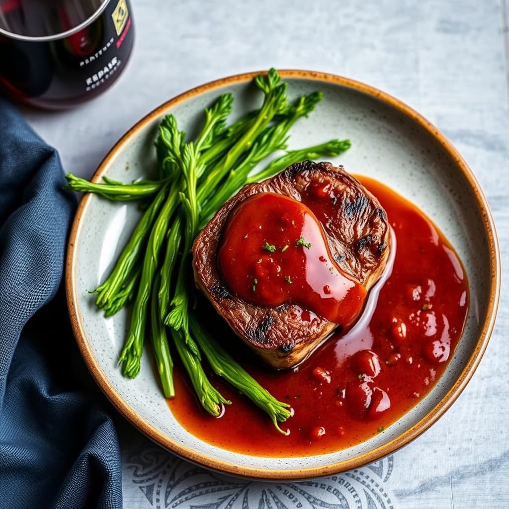 Panestekt filet mignon med rom- og rød chili-saus