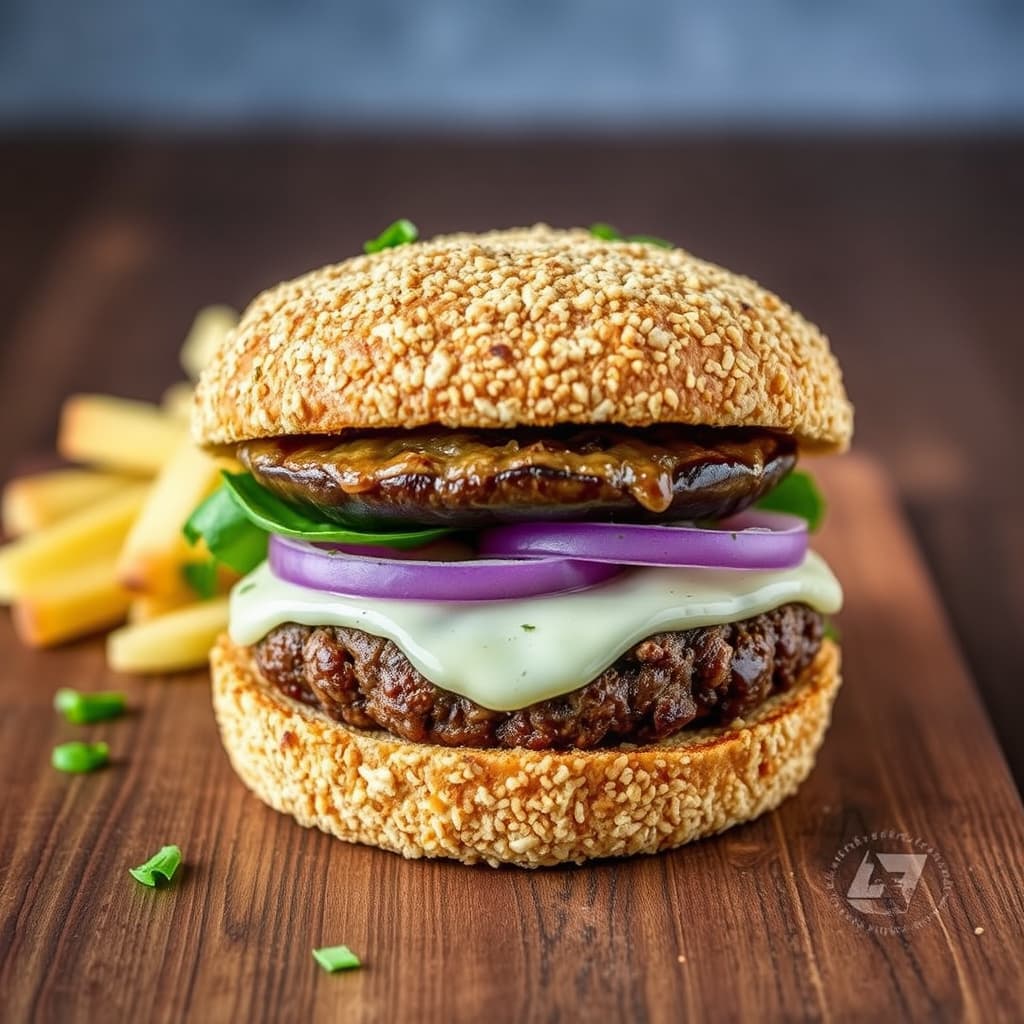 Panko-ristet portabellaburger med sopp