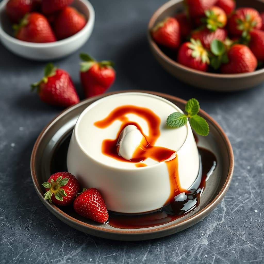 Panna Cotta med jordbær og balsamicoeddik