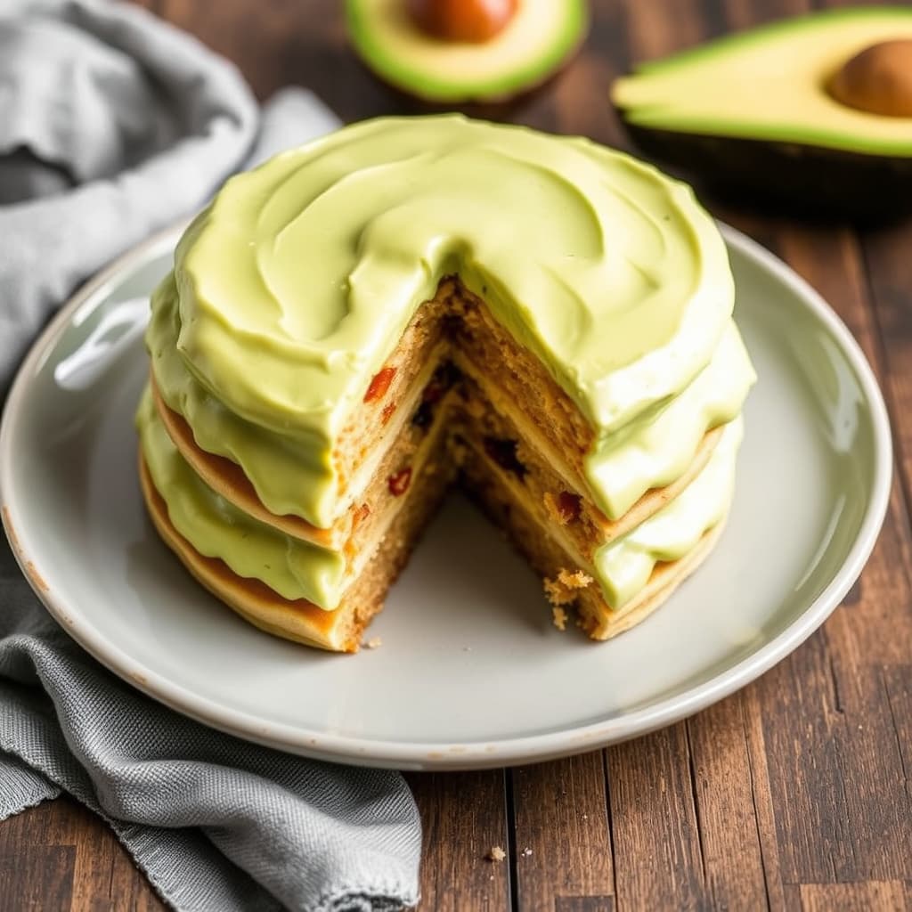 Pannekakakake med avokadofrosting