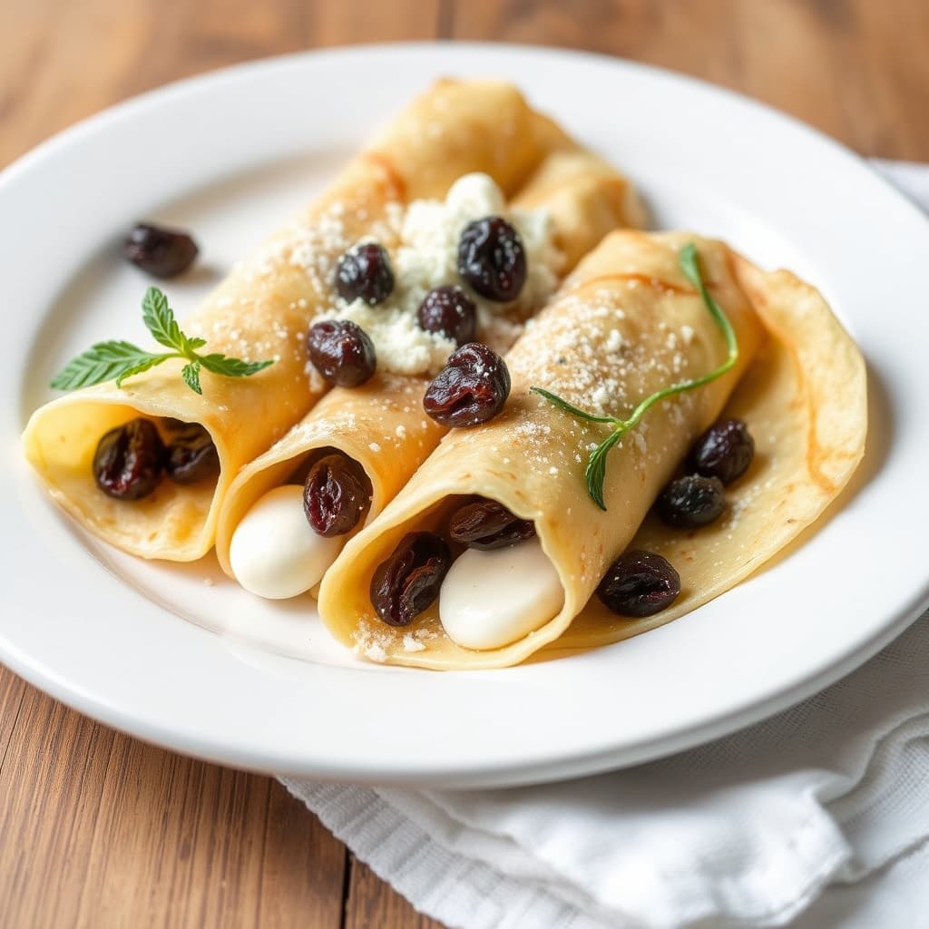 Pannekaker med ost og rosiner