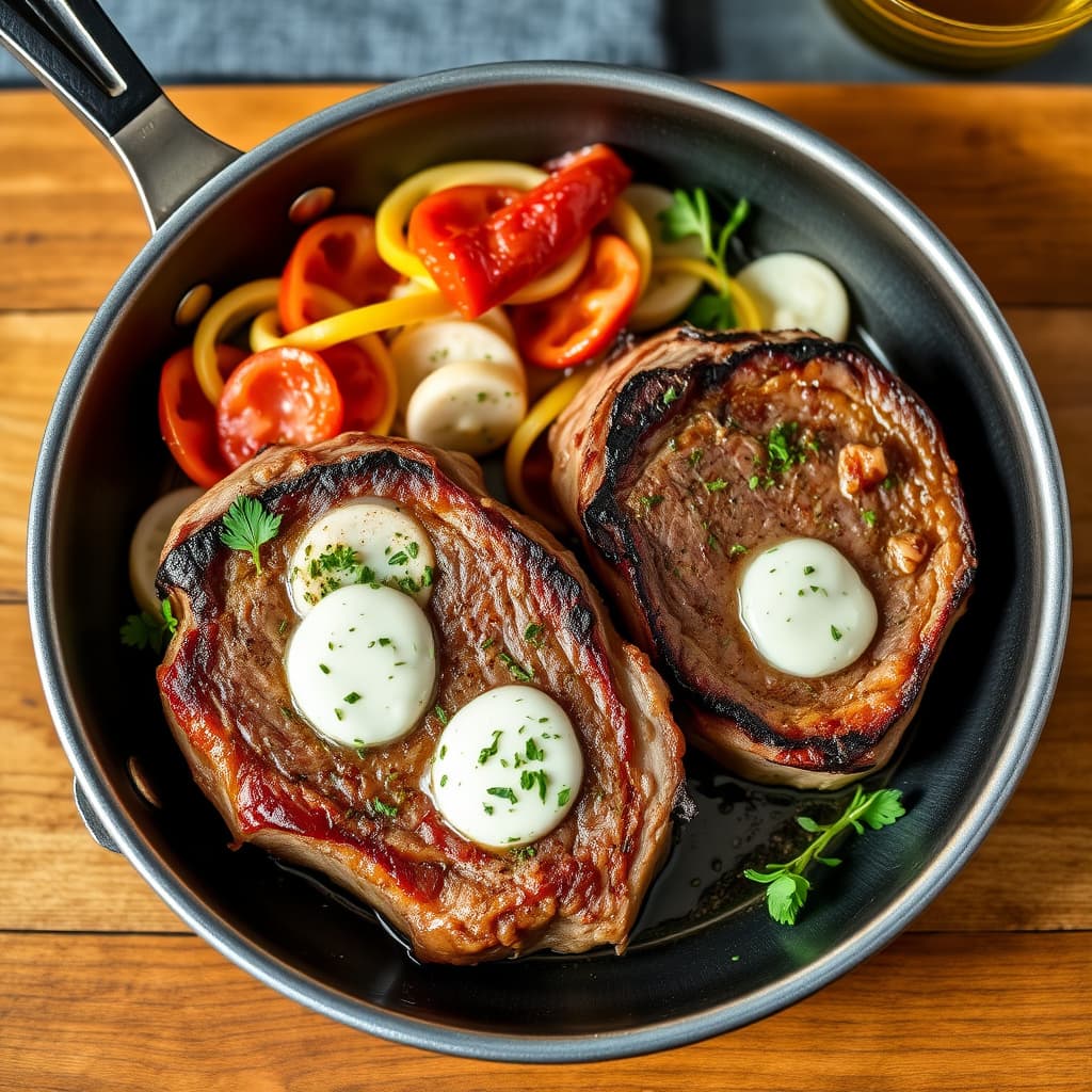 Pannestekt kalverygg med prosciutto og fontina