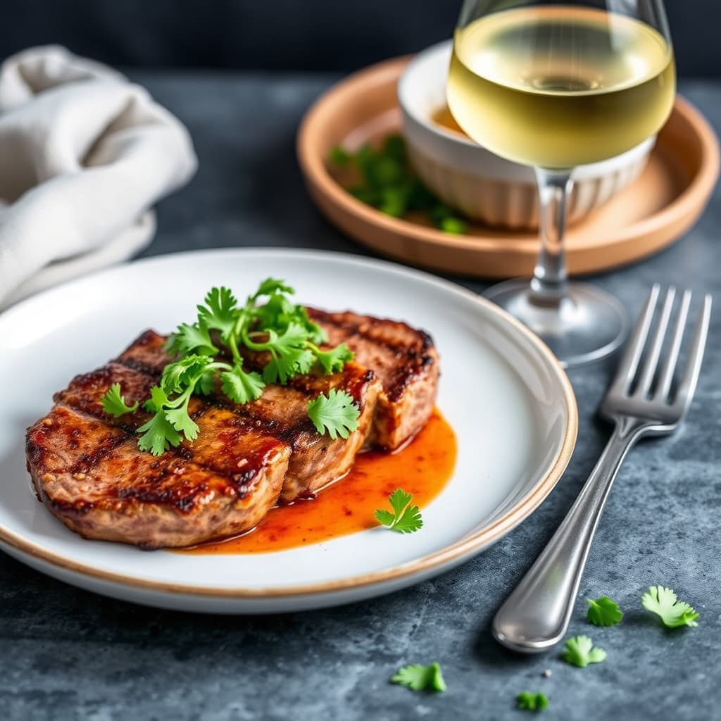 Paprikaflankstek med vannkresse