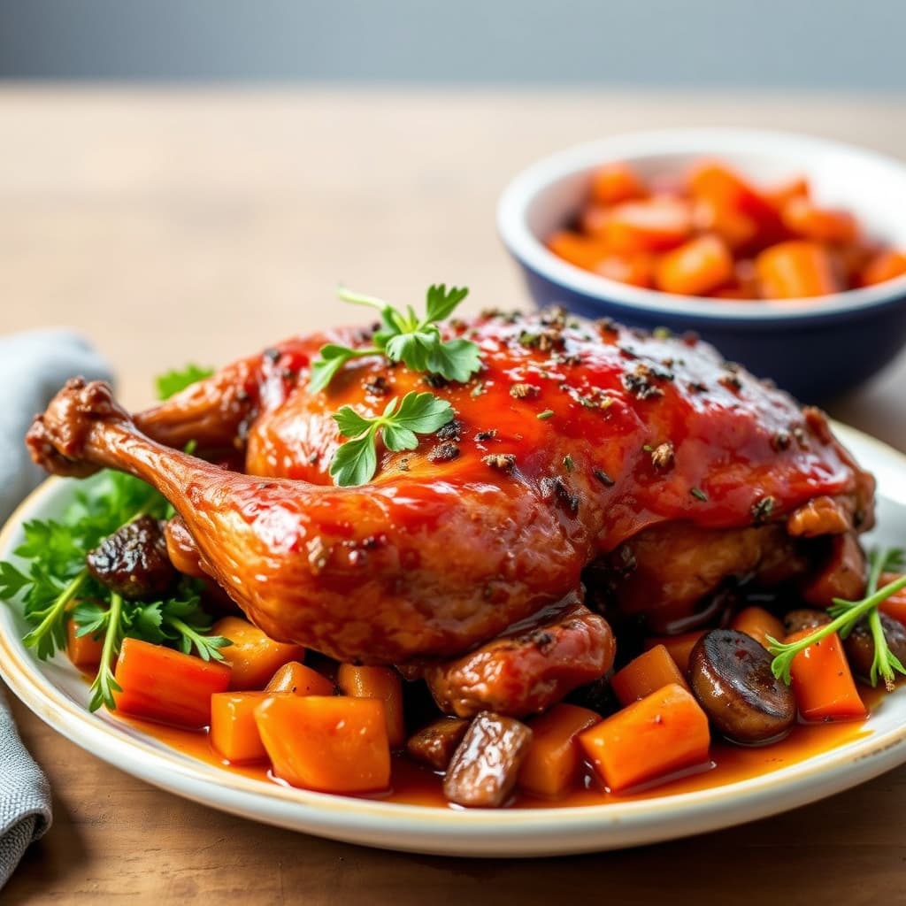 Paprikaglasert and med ovnsbakt and