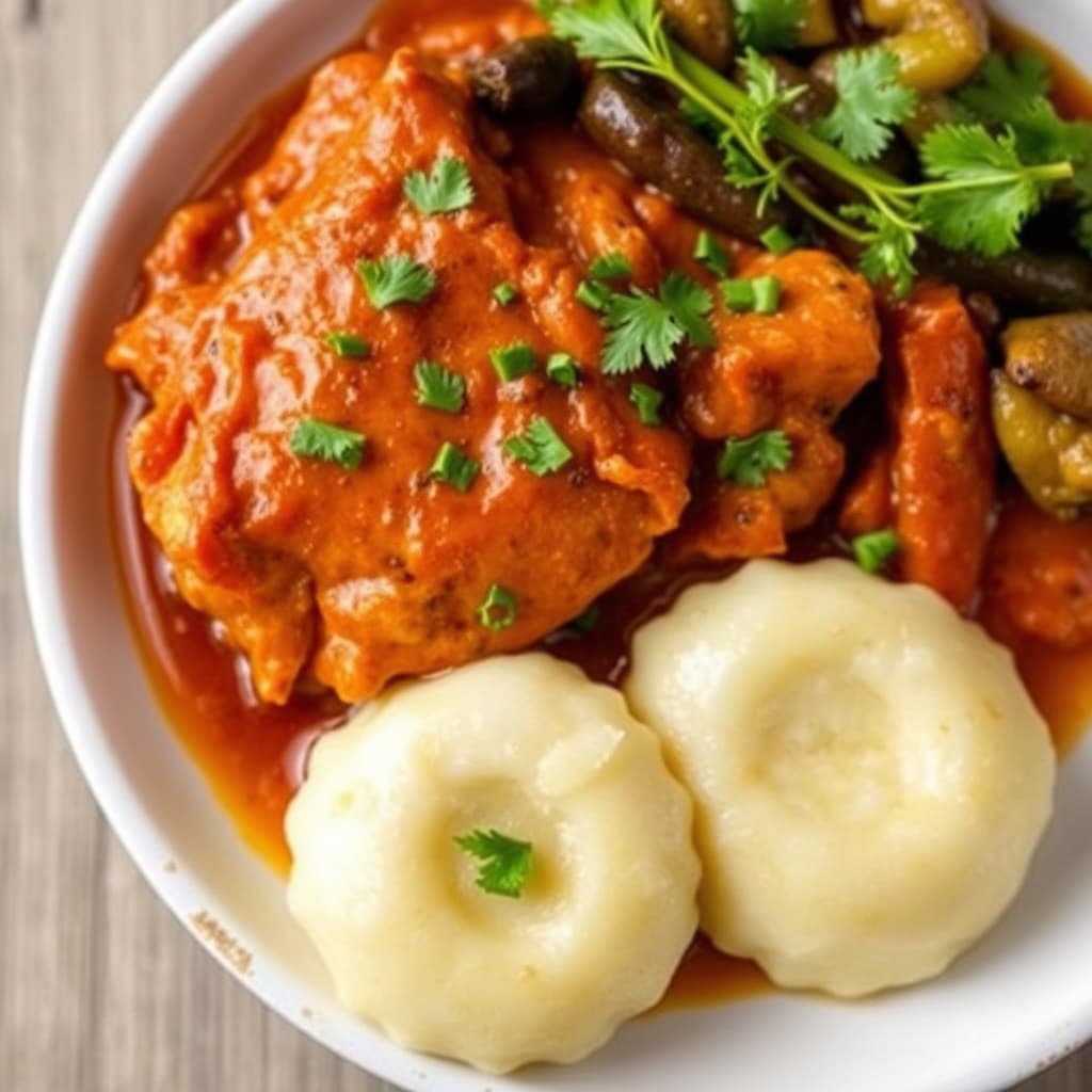 Paprikakylling med safranboller