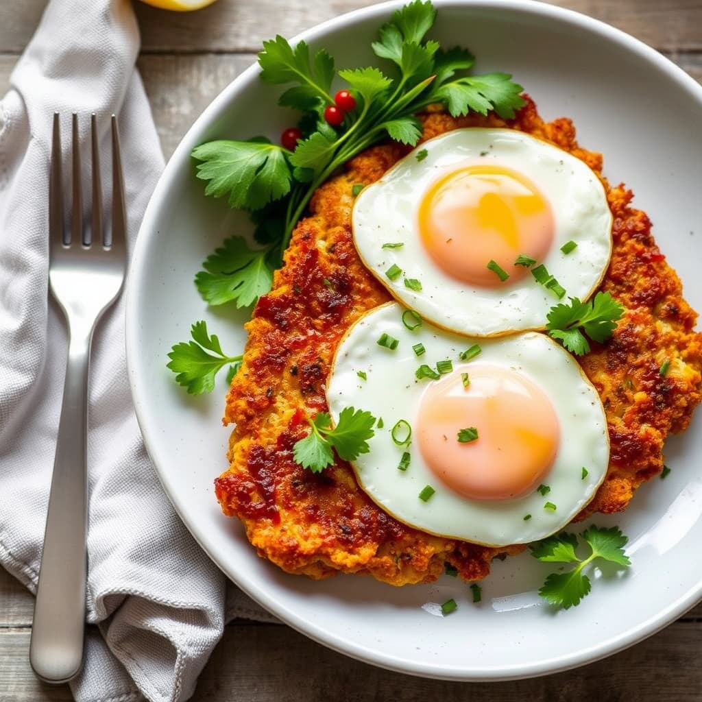 Paprikakyllingschnitzel med speilegg (Holstein)