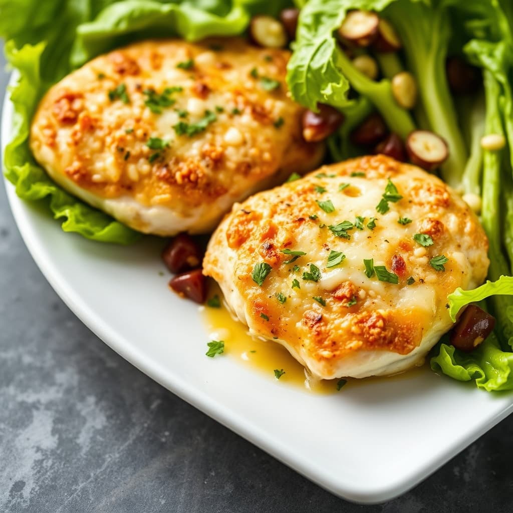 Parmesankylling med Caesar-ristet romanosalat