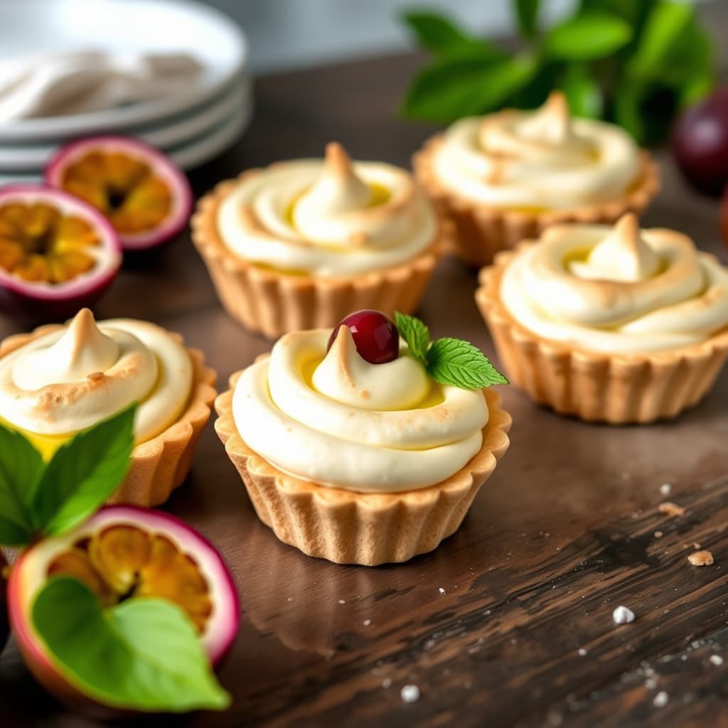 Passionsfrukt-meringuetartletter