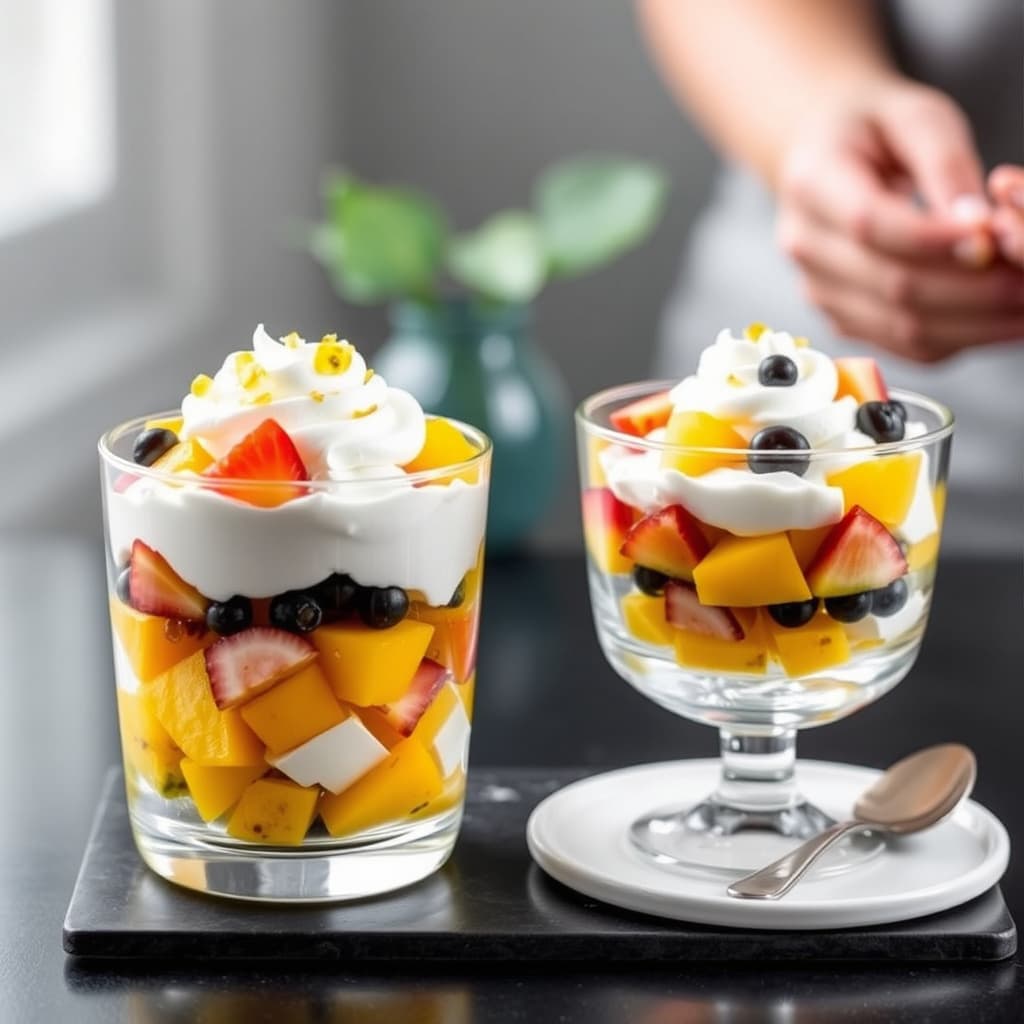 Passjonsfrukt- og mangotrifle