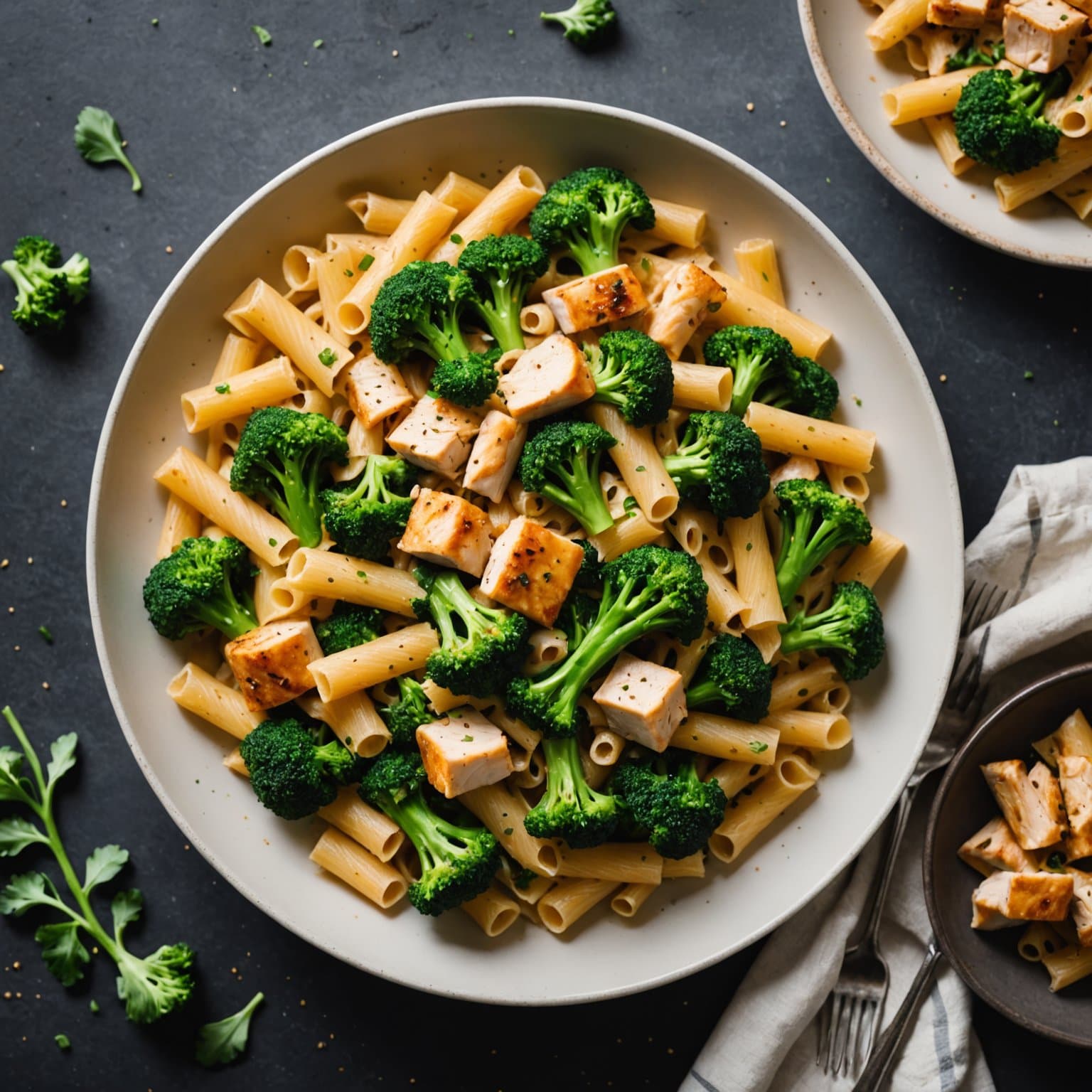 Pasta, brokkoli og kylling