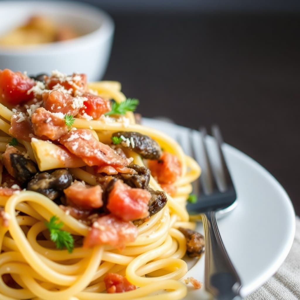 Pasta fylt med porcini og prosciutto