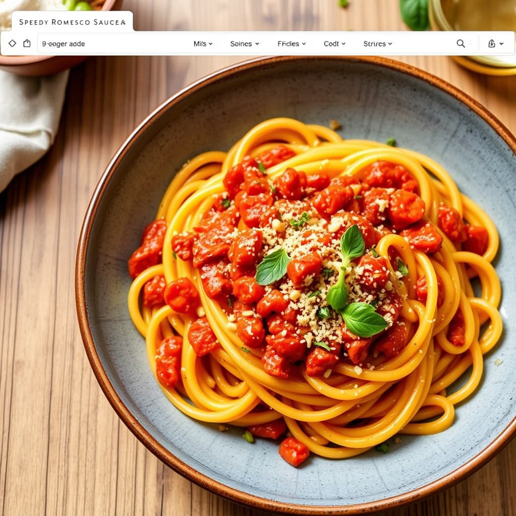 Pasta med rask romesco-saus