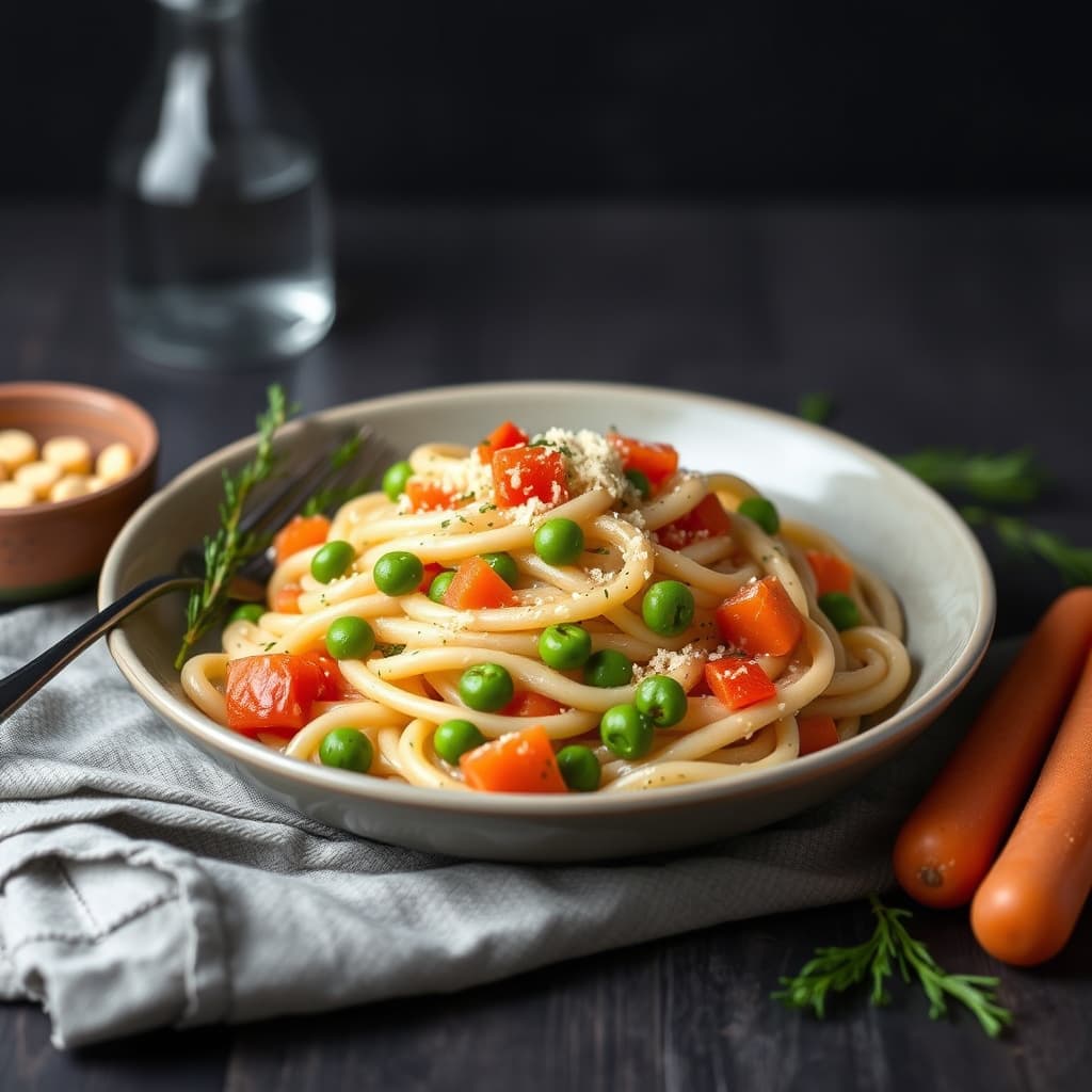 Pastinakk med erter og gulrøtter