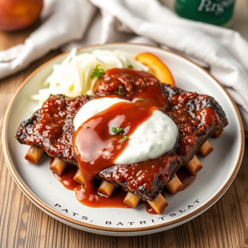 Pat's Ribs med fersken-BBQ-saus