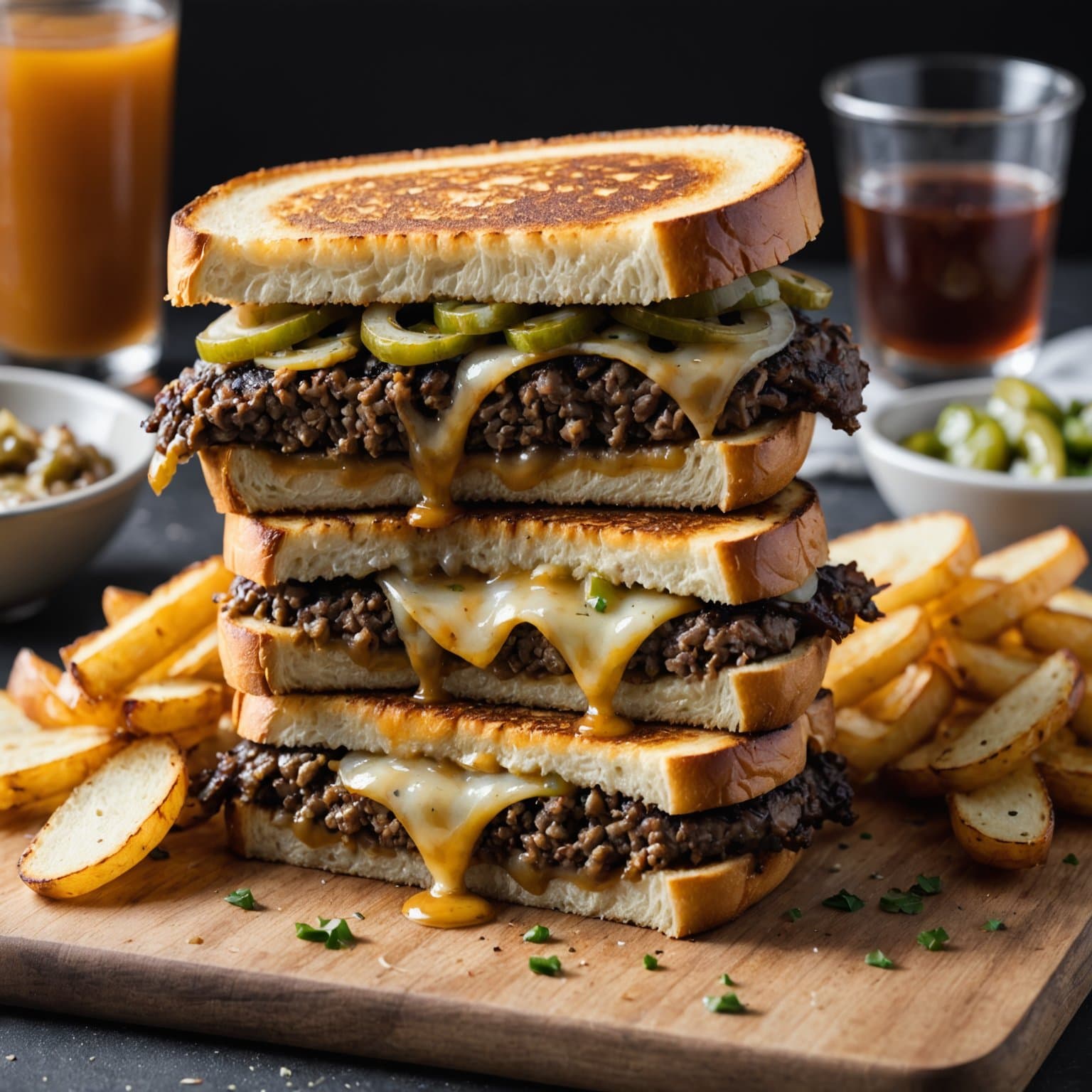 Patty melts med brent løk