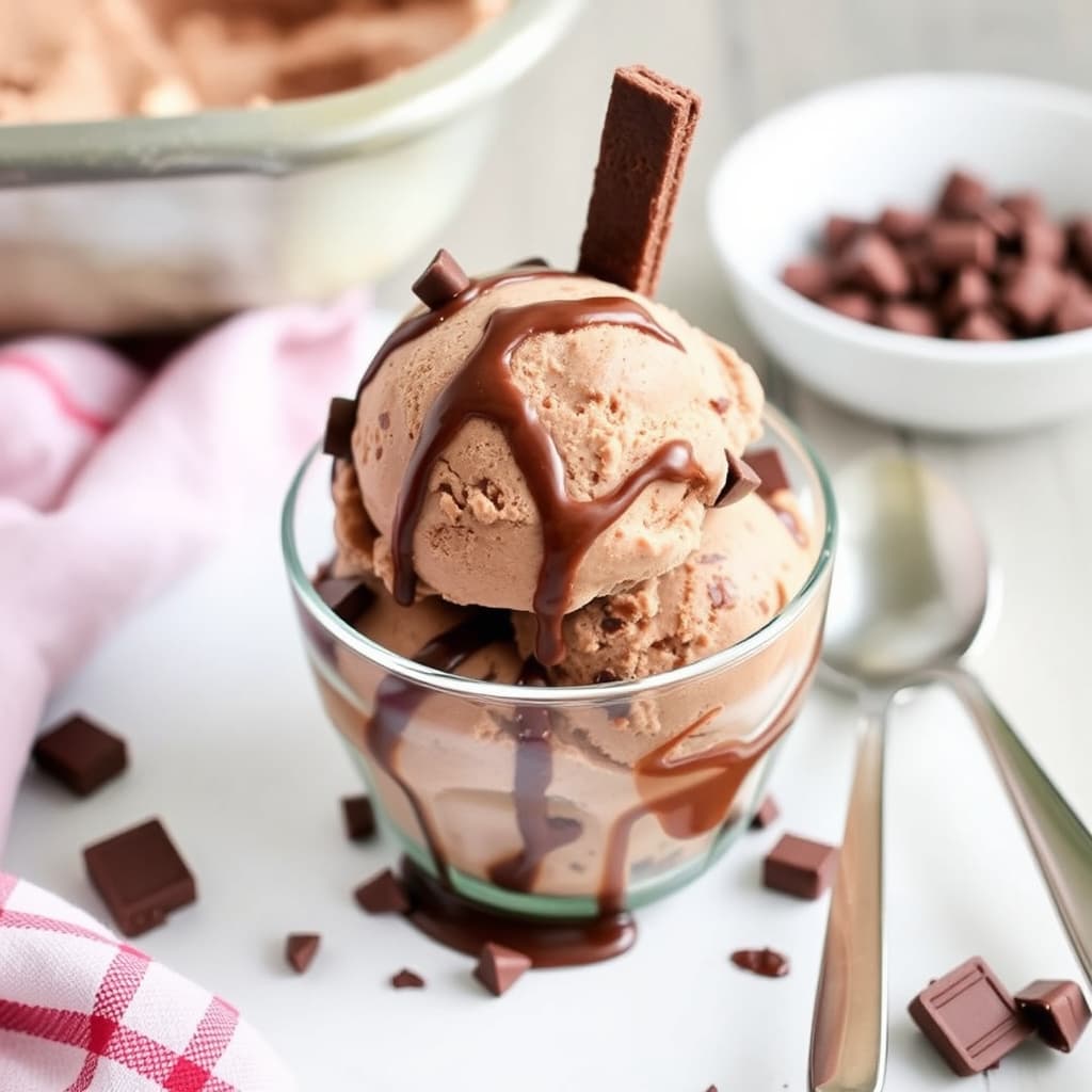 Paulas dobbelt sjokolade, klissete og smøraktige iskrem med gooey konsistens