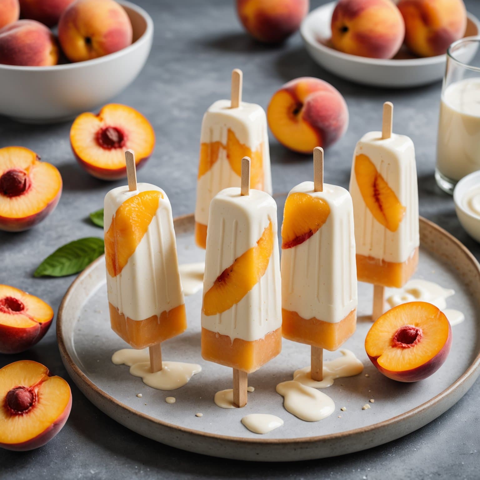 Peach og krem-yogurtpops