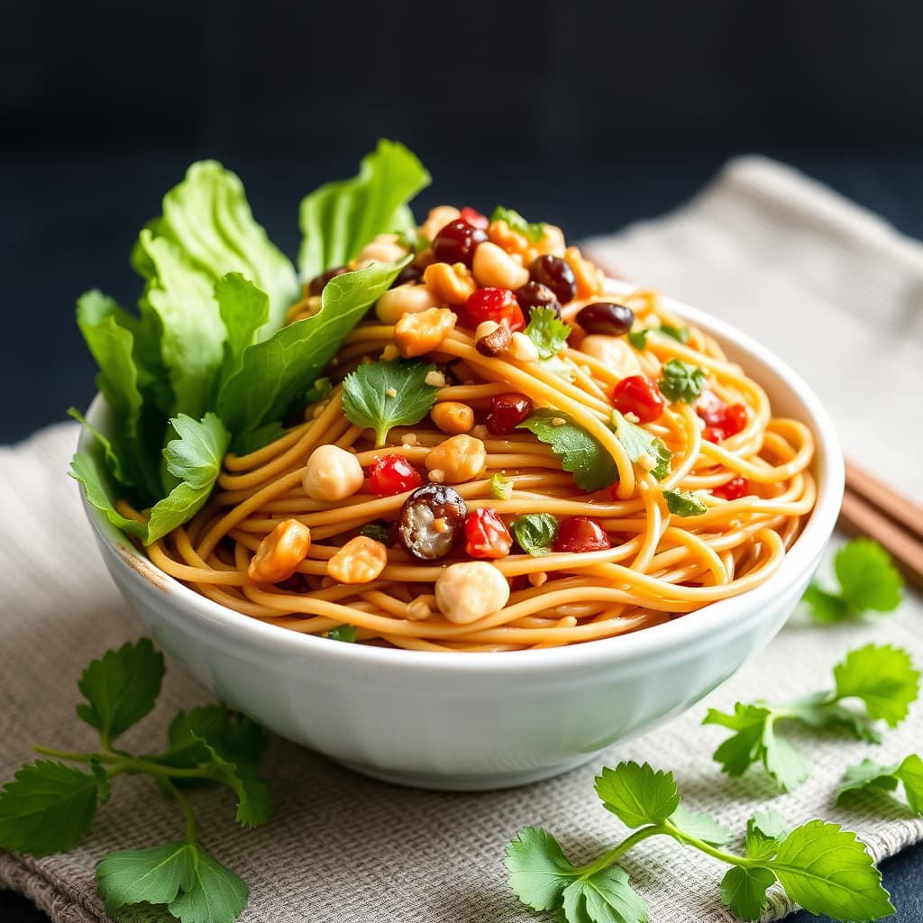 Peanøtt soba-nudelsalat