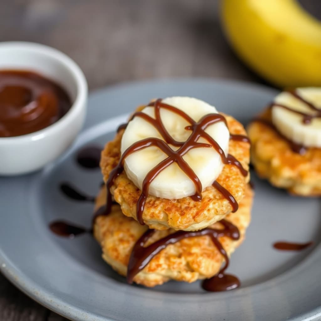 Peanøttsmør- og bananfritters med sjokoladesaus