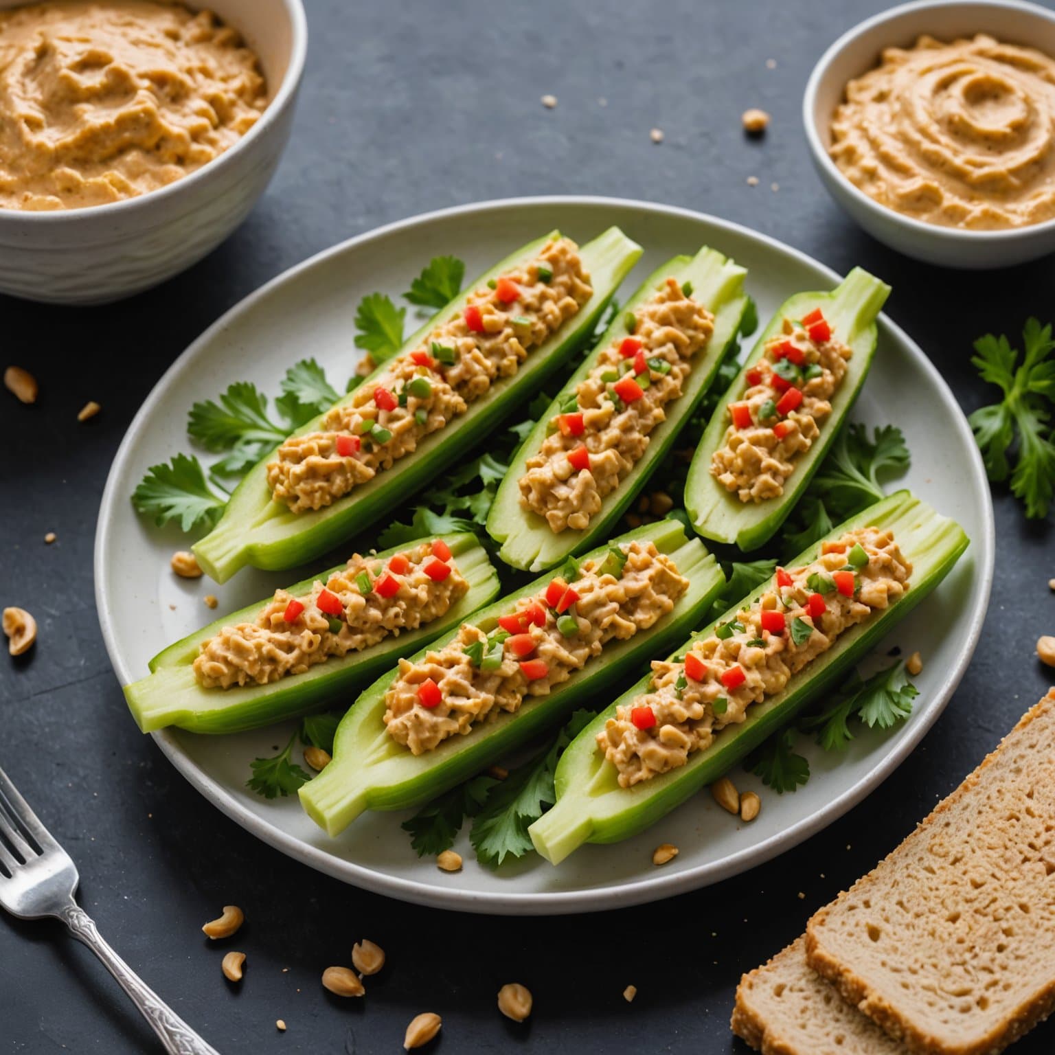 Peanøttsmør og pimiento-ostfylte selleristenger