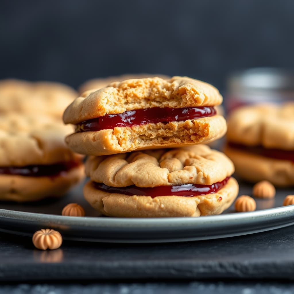 Peanøttsmør- og syltetøy-sandwichkaker