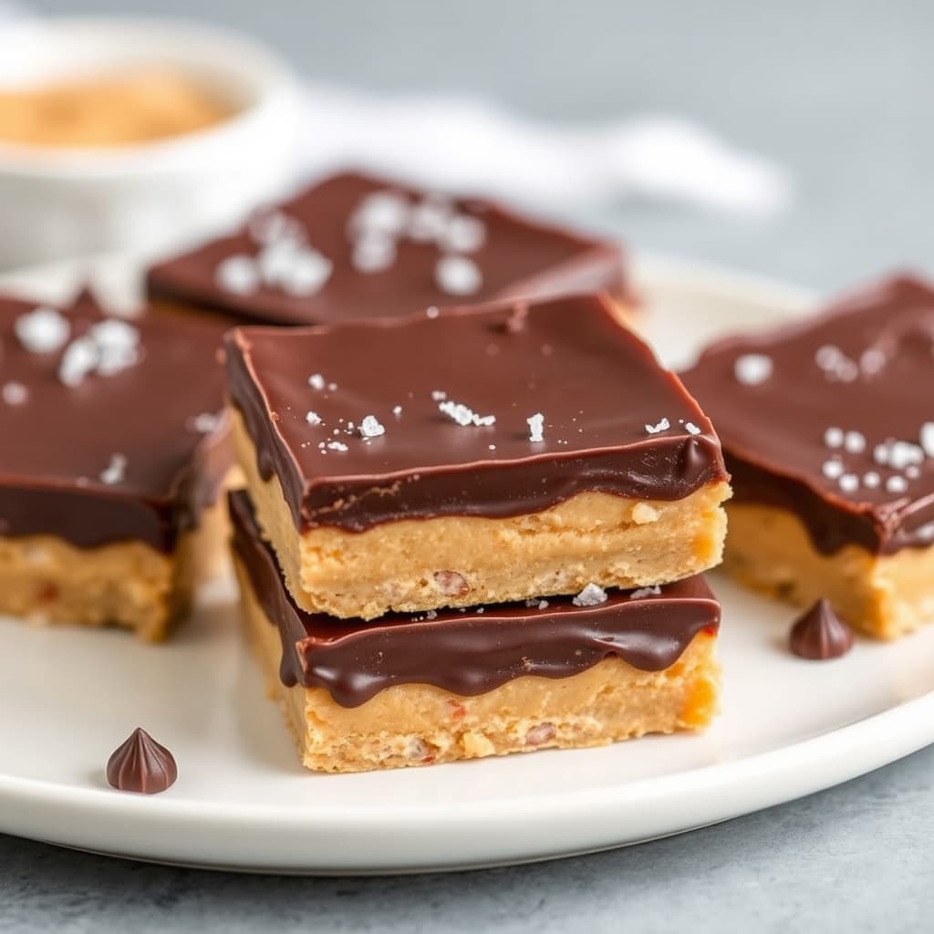 Peanøttsmørbarer med salt sjokoladganache