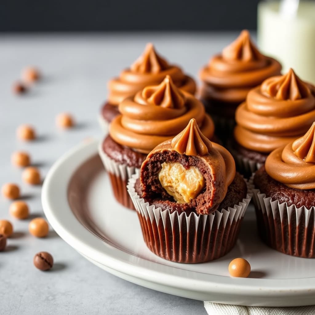 Peanøttsmørfylte djevelens matcupcakes