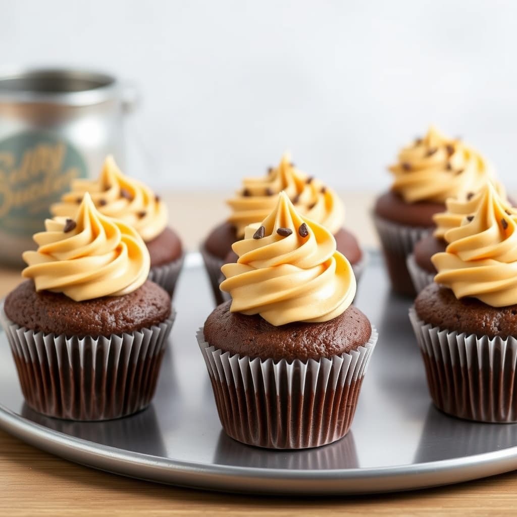 Peanøttsmørkremfylte djevelens matcupcakes