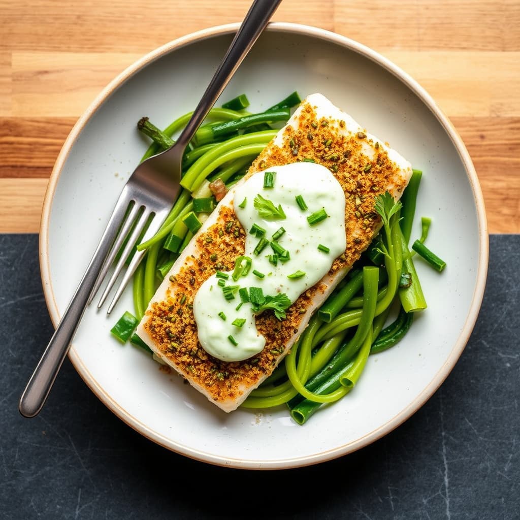Pepitas-omsluttet stillehavs-havabbor med koriander- serranosaus